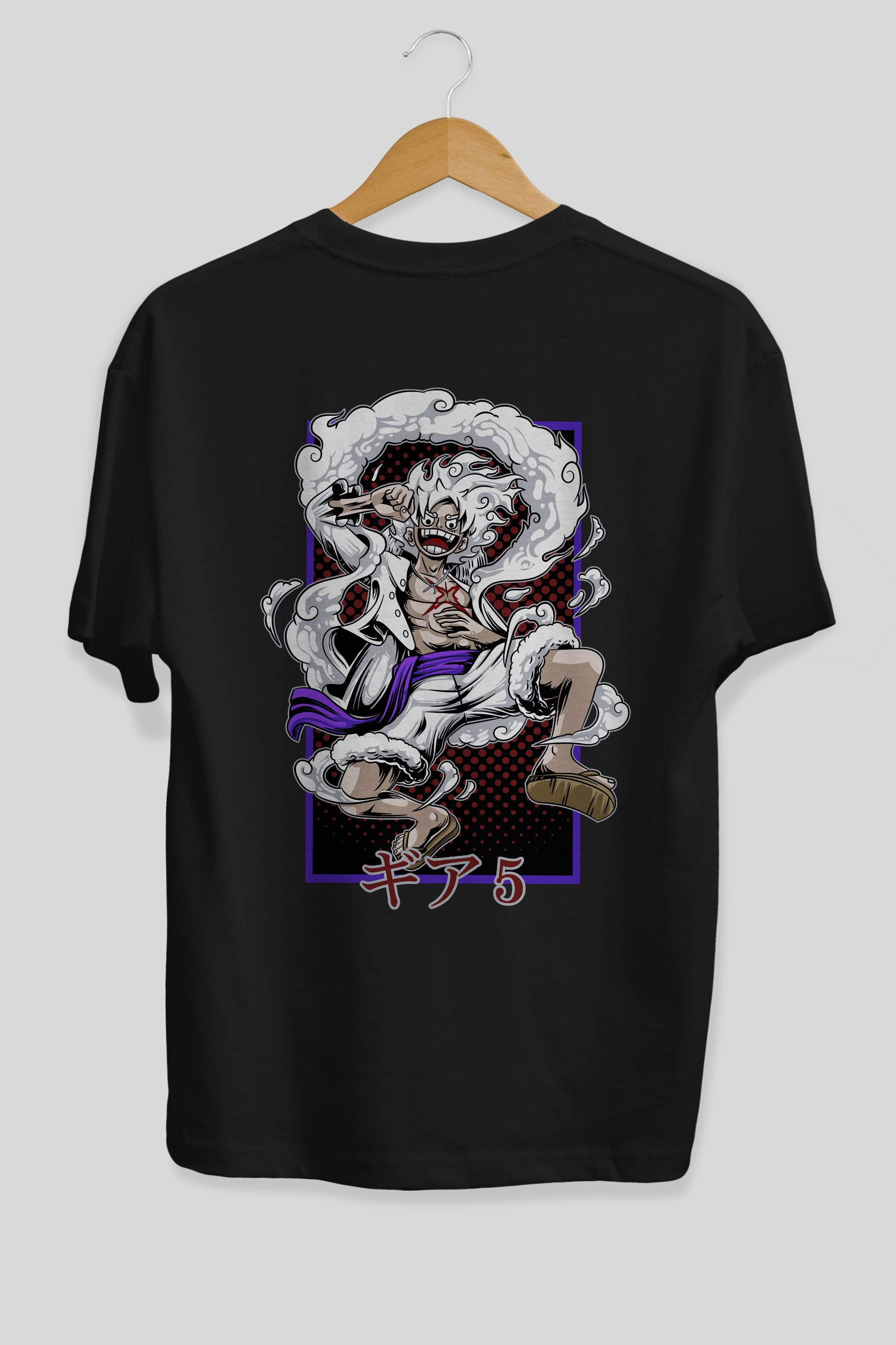 LUFFY GEAR 5 RECUADRO Anime Arka Baskılı Oversize t-shirt Erkek Kadın Unisex
