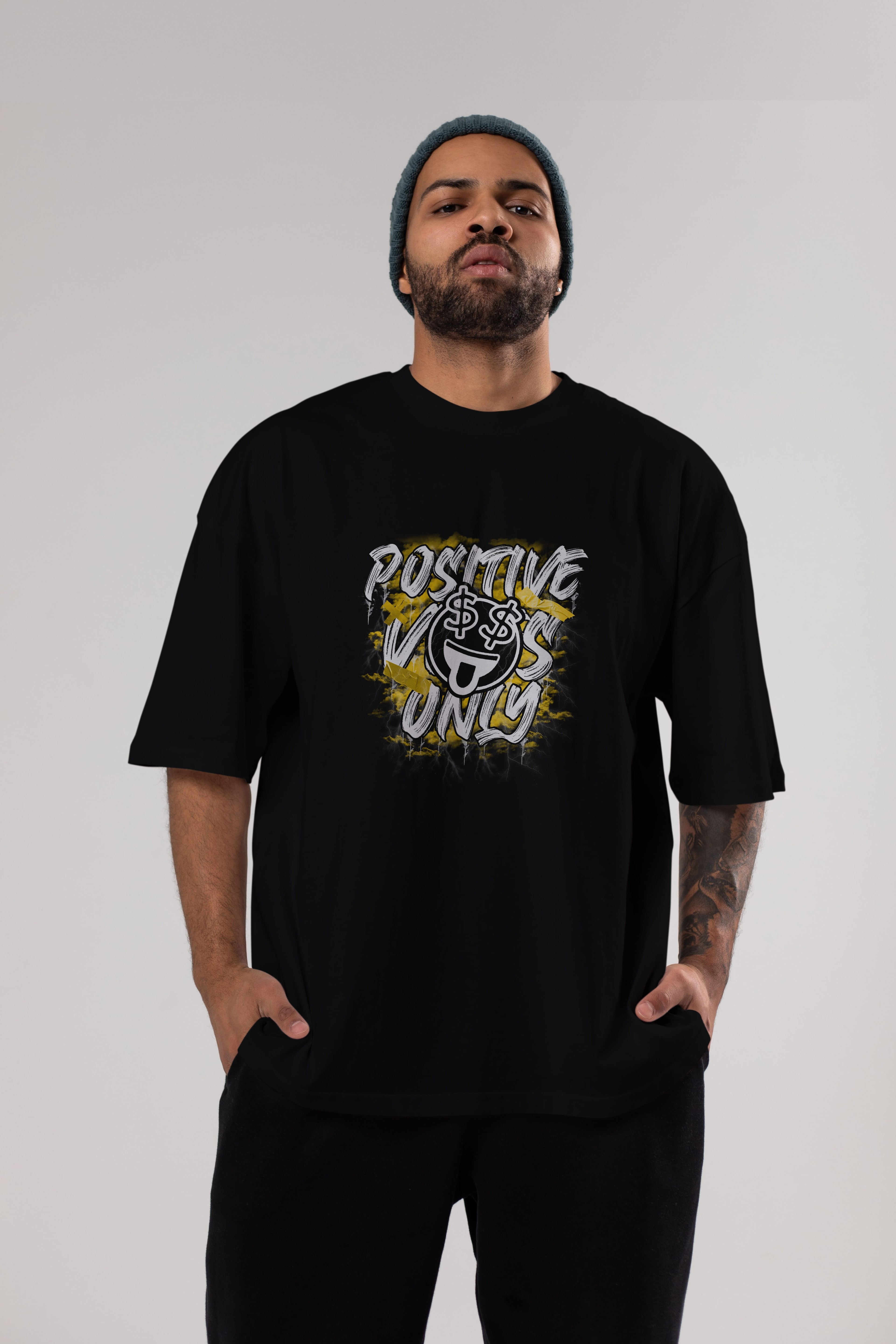 Positive Only Ön Baskılı Oversize t-shirt Erkek Kadın Unisex