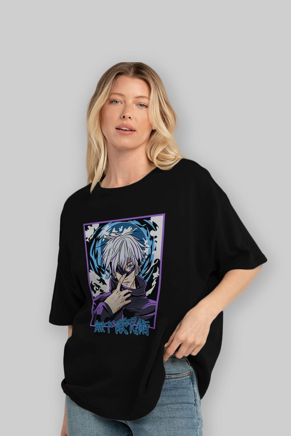 SATORU GOJO 3 Anime Ön Baskılı Oversize t-shirt %100 pamuk Erkek Kadın Unisex