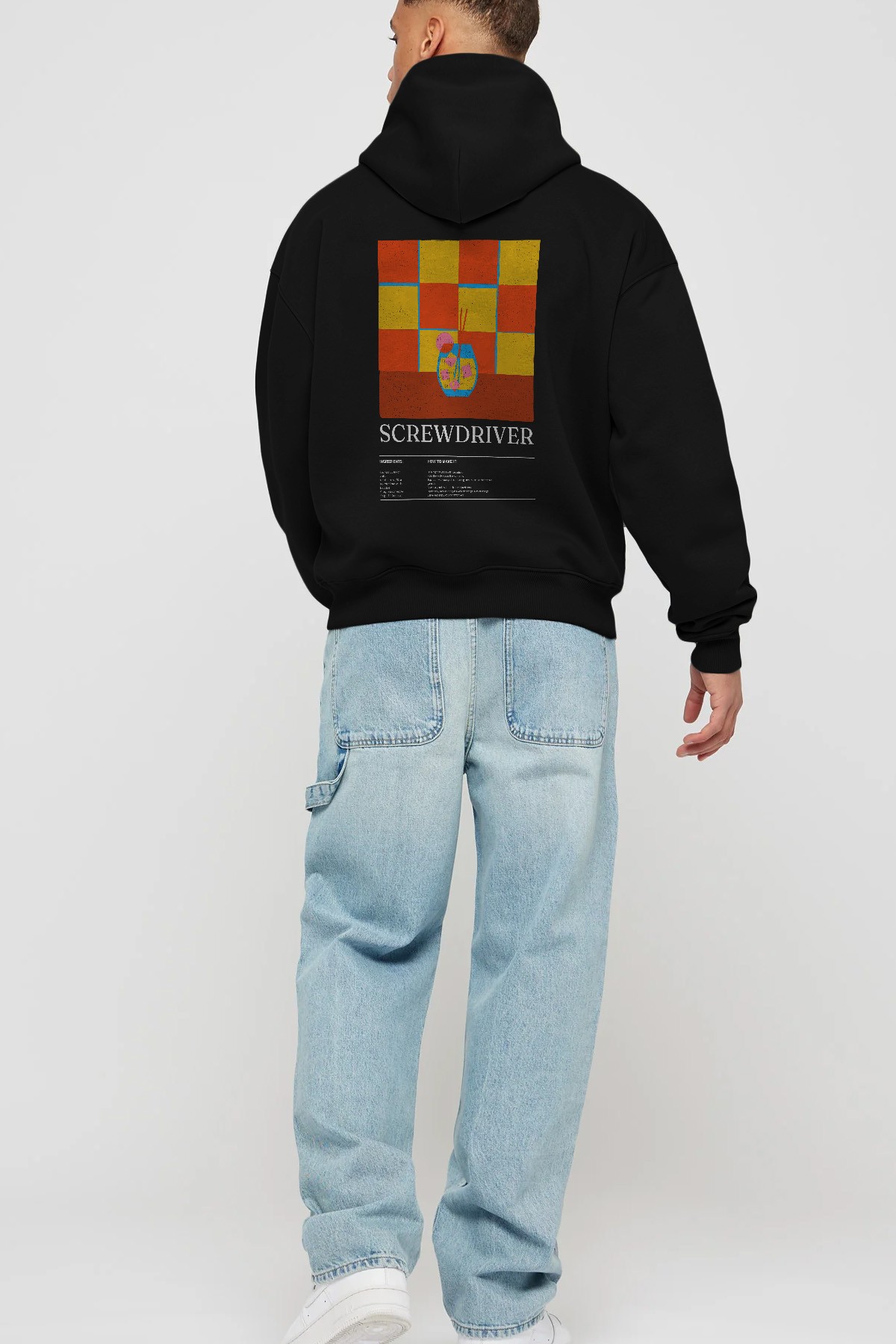 Screwdriver Kokteyl Arka Baskılı Hoodie Oversize Kapüşonlu Sweatshirt Erkek Kadın