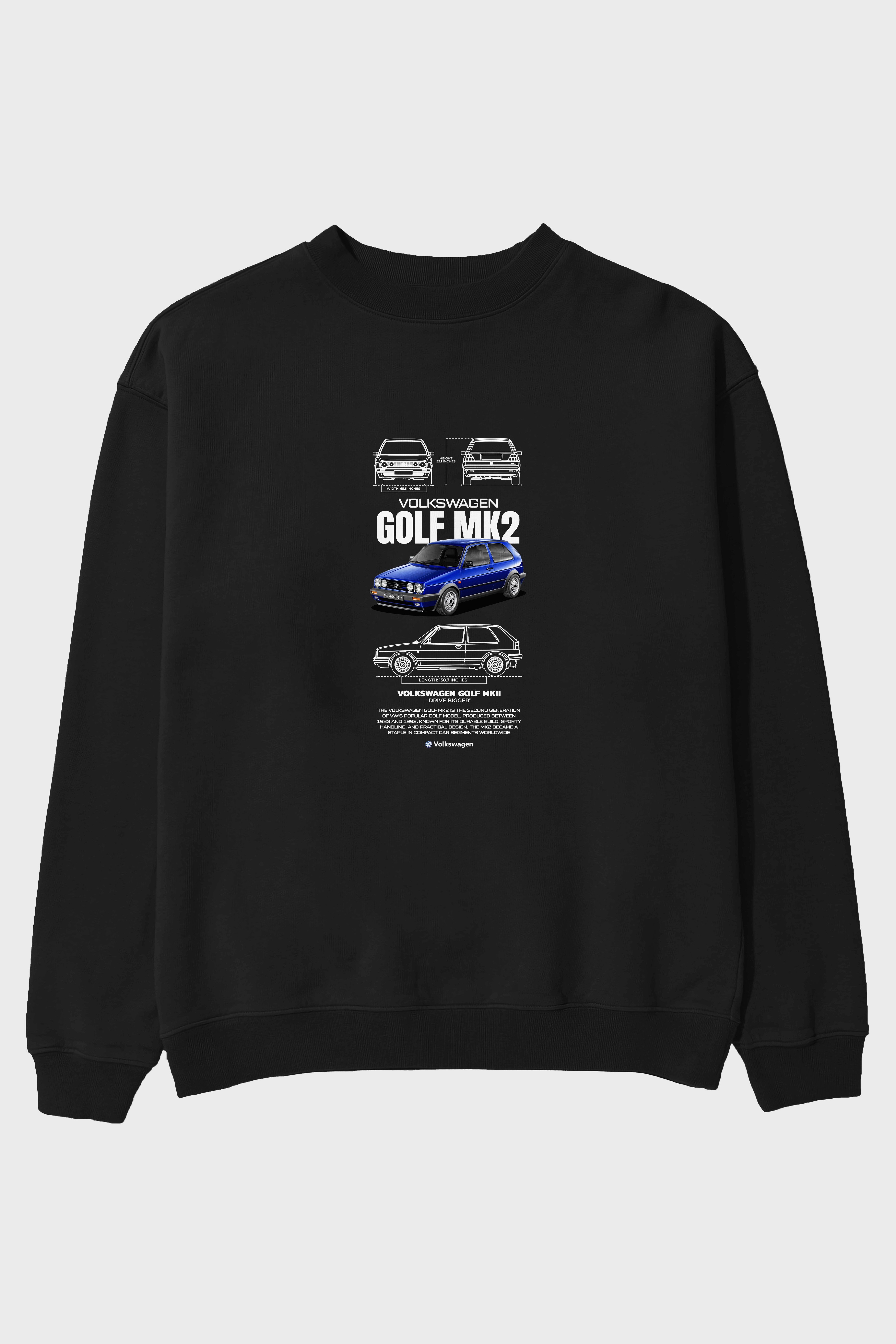 Volkswagen GOLF MK2 Ön Baskılı Anime Oversize Sweatshirt Erkek Kadın Unisex