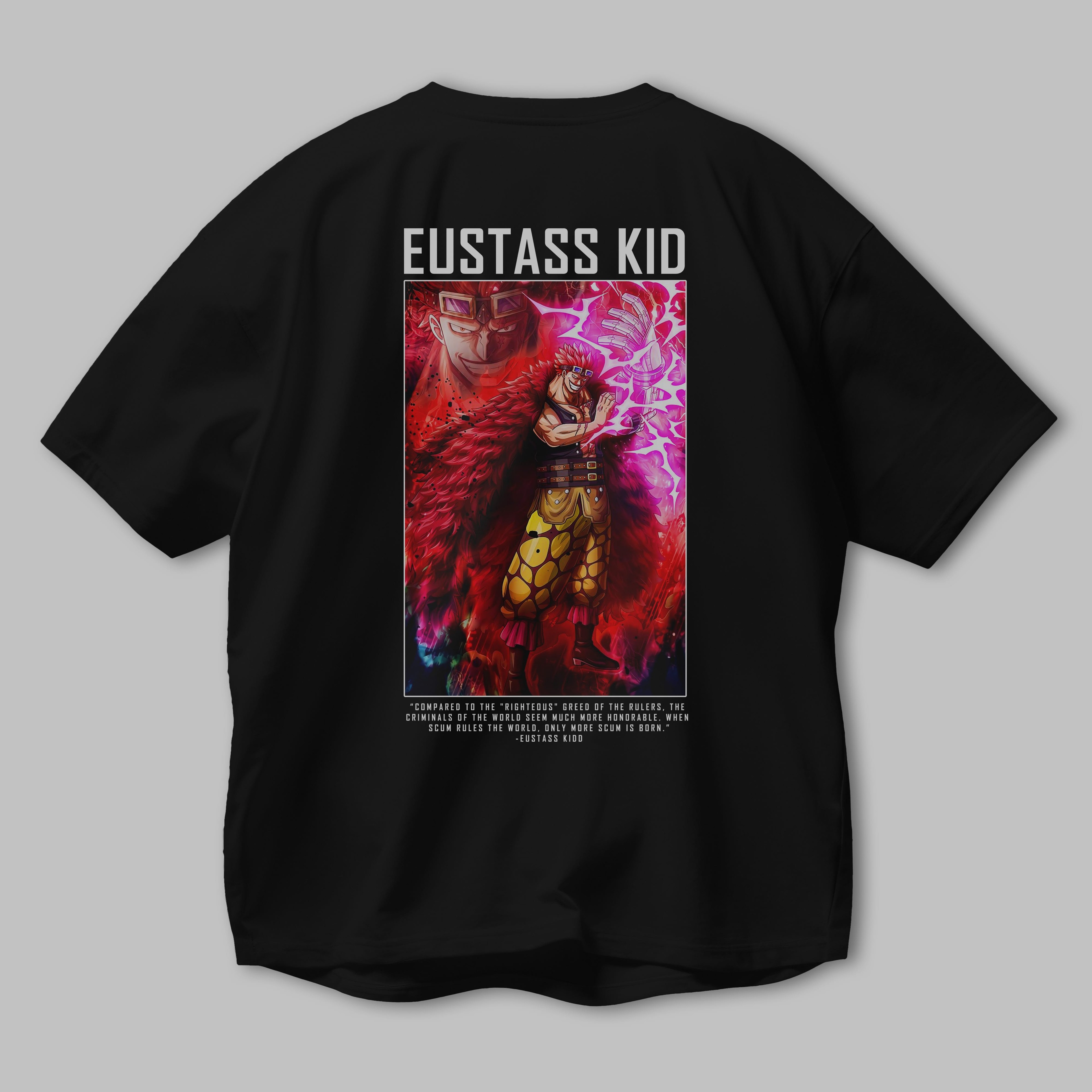 Eustass Kid Anime Arka Baskılı Oversize t-shirt Erkek Kadın Unisex %100 pamuk tişort