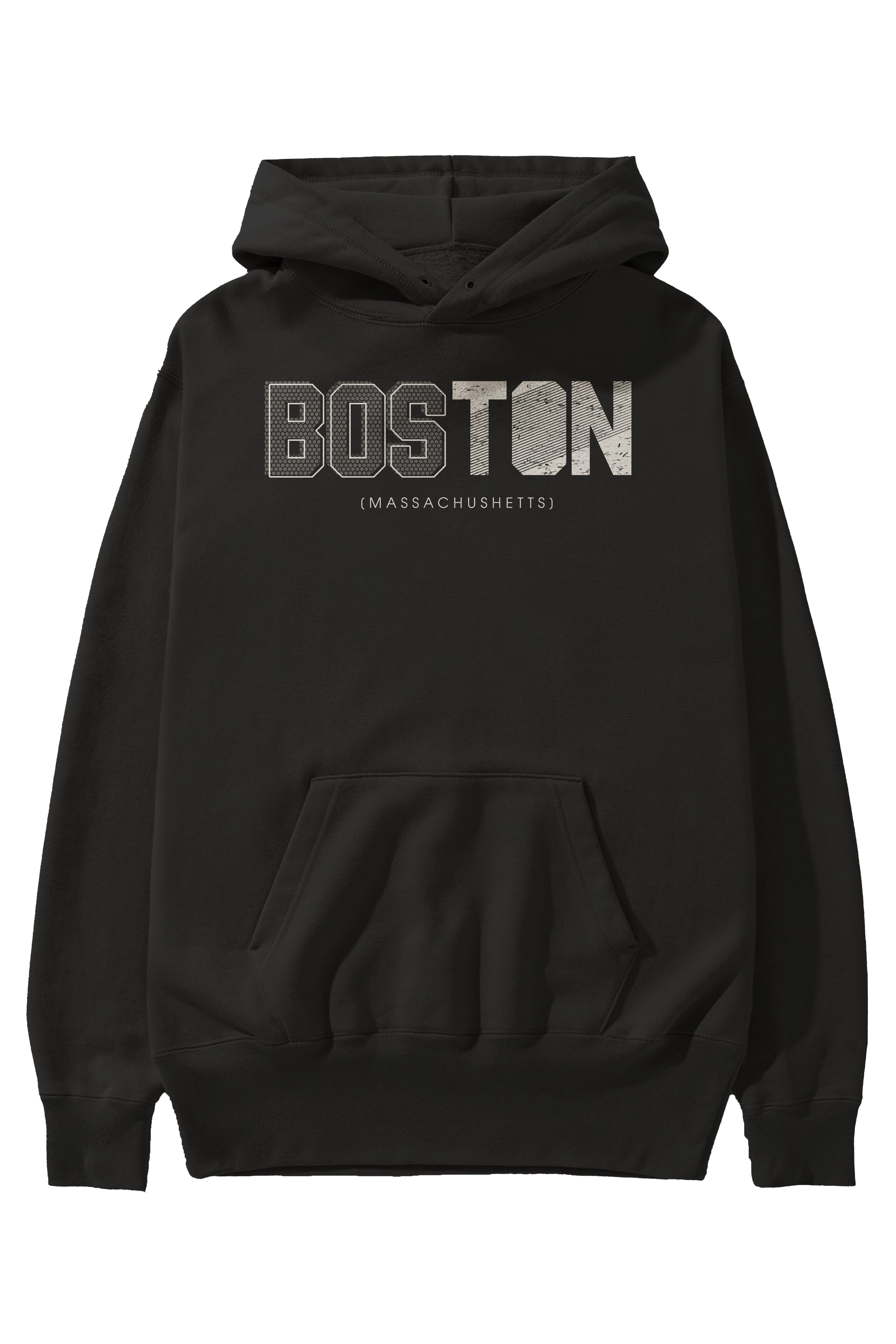 Boston Ön Baskılı Oversize Hoodie Kapüşonlu Sweatshirt Erkek Kadın Unisex