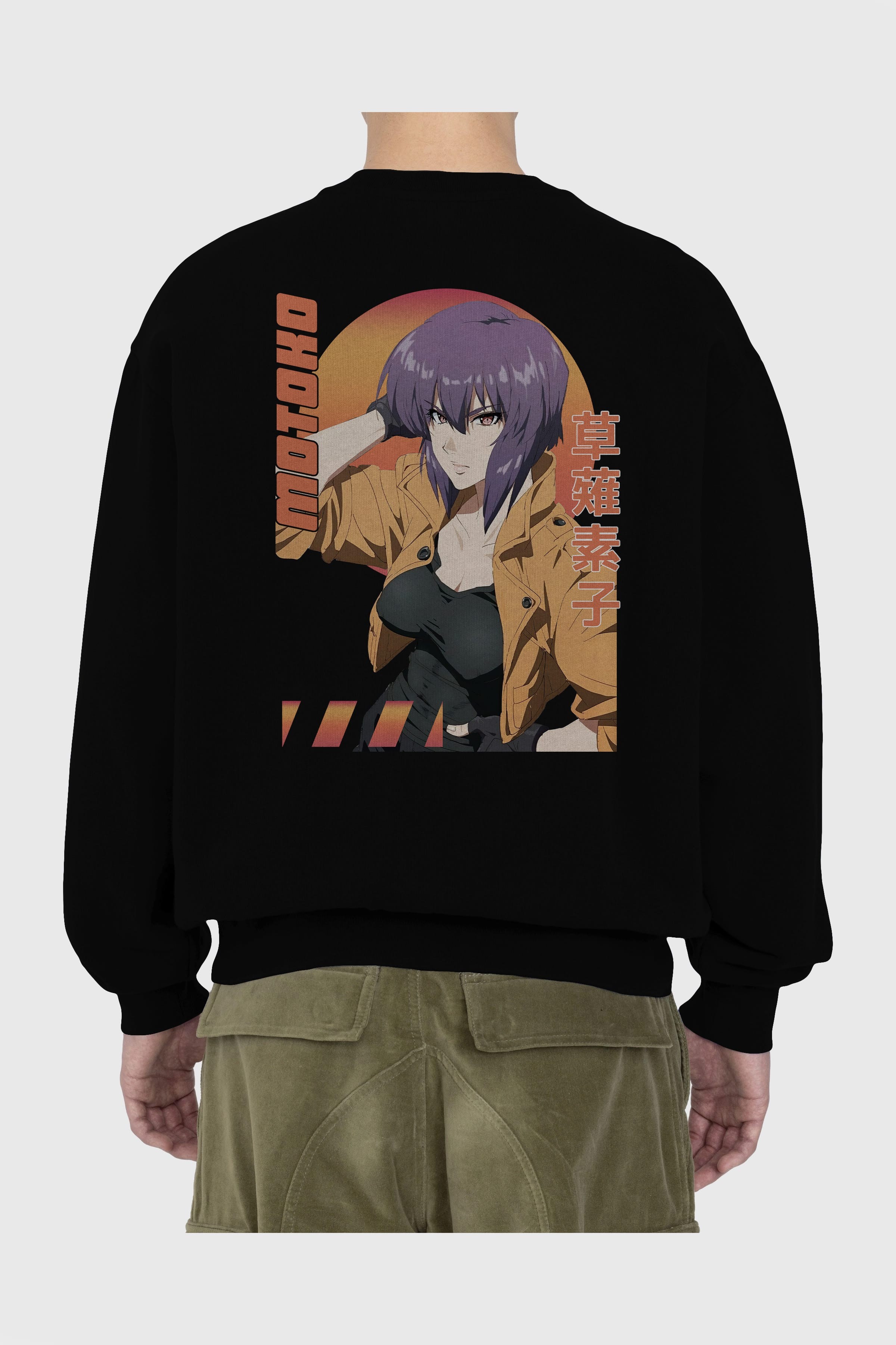 Motoko Kusanagi 9 Anime Arka Baskılı Oversize Sweatshirt Erkek Kadın Unisex