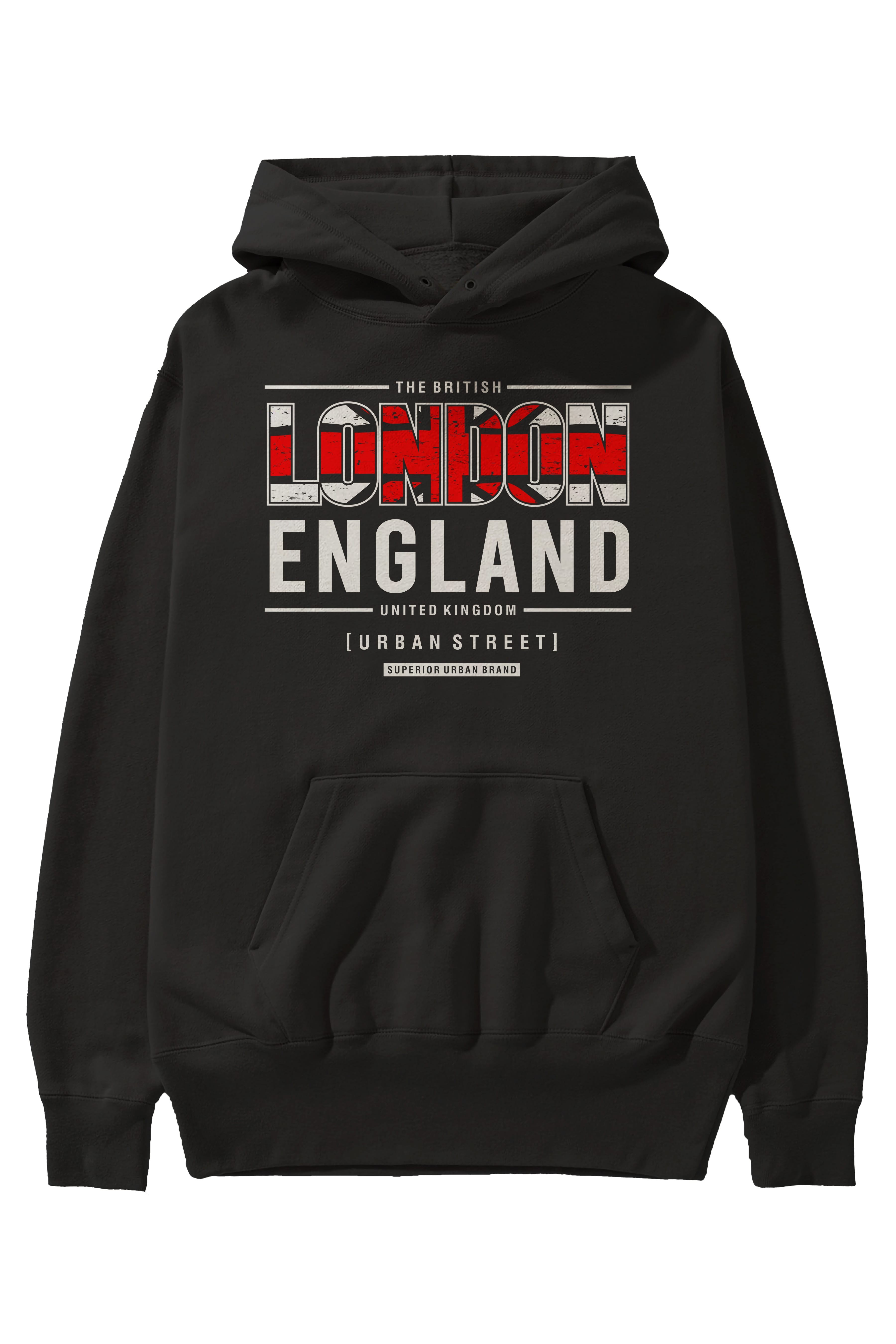 London England 2 Ön Baskılı Oversize Hoodie Kapüşonlu Sweatshirt Erkek Kadın Unisex