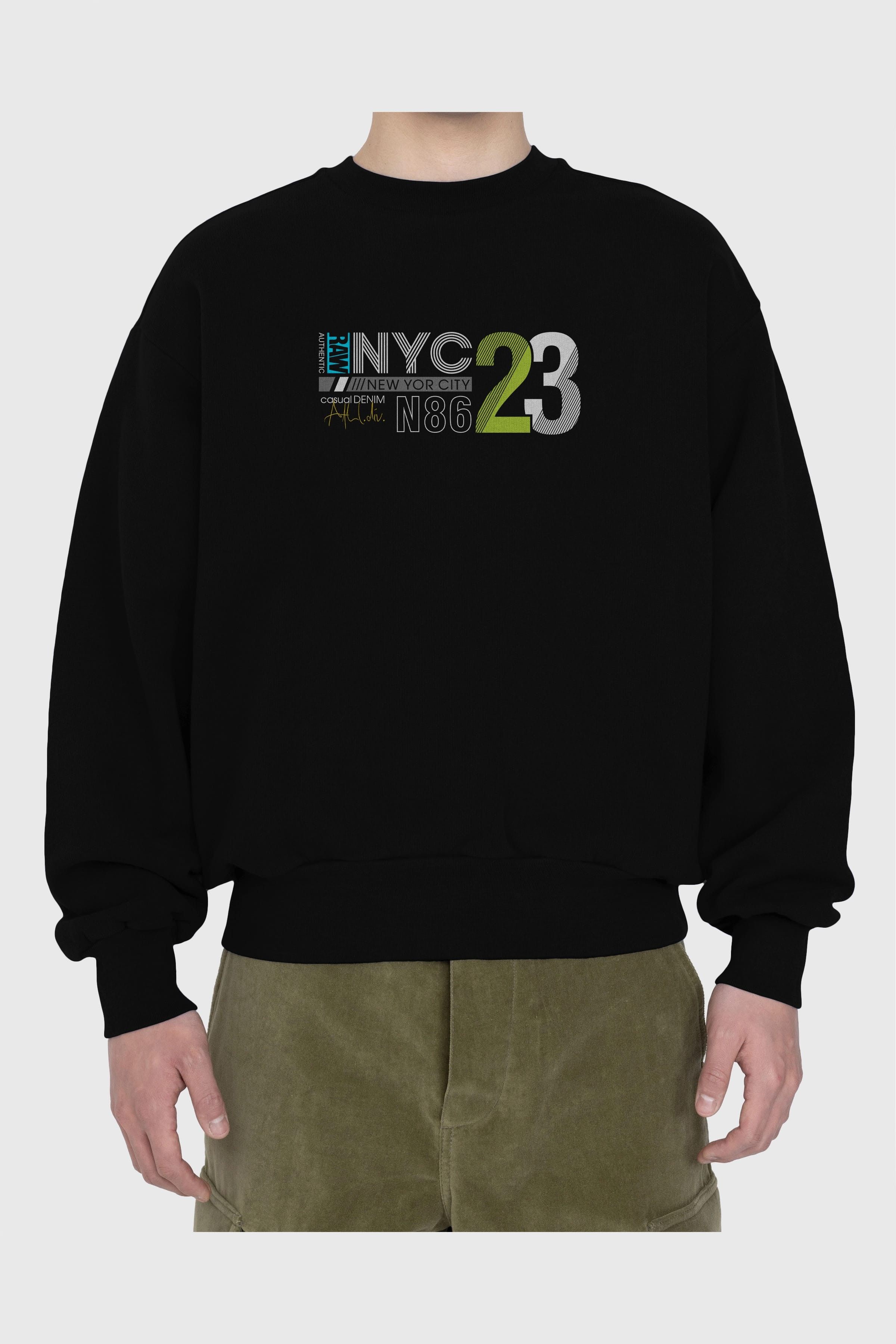 NYC 23 Ön Baskılı Oversize Sweatshirt Erkek Kadın Unisex