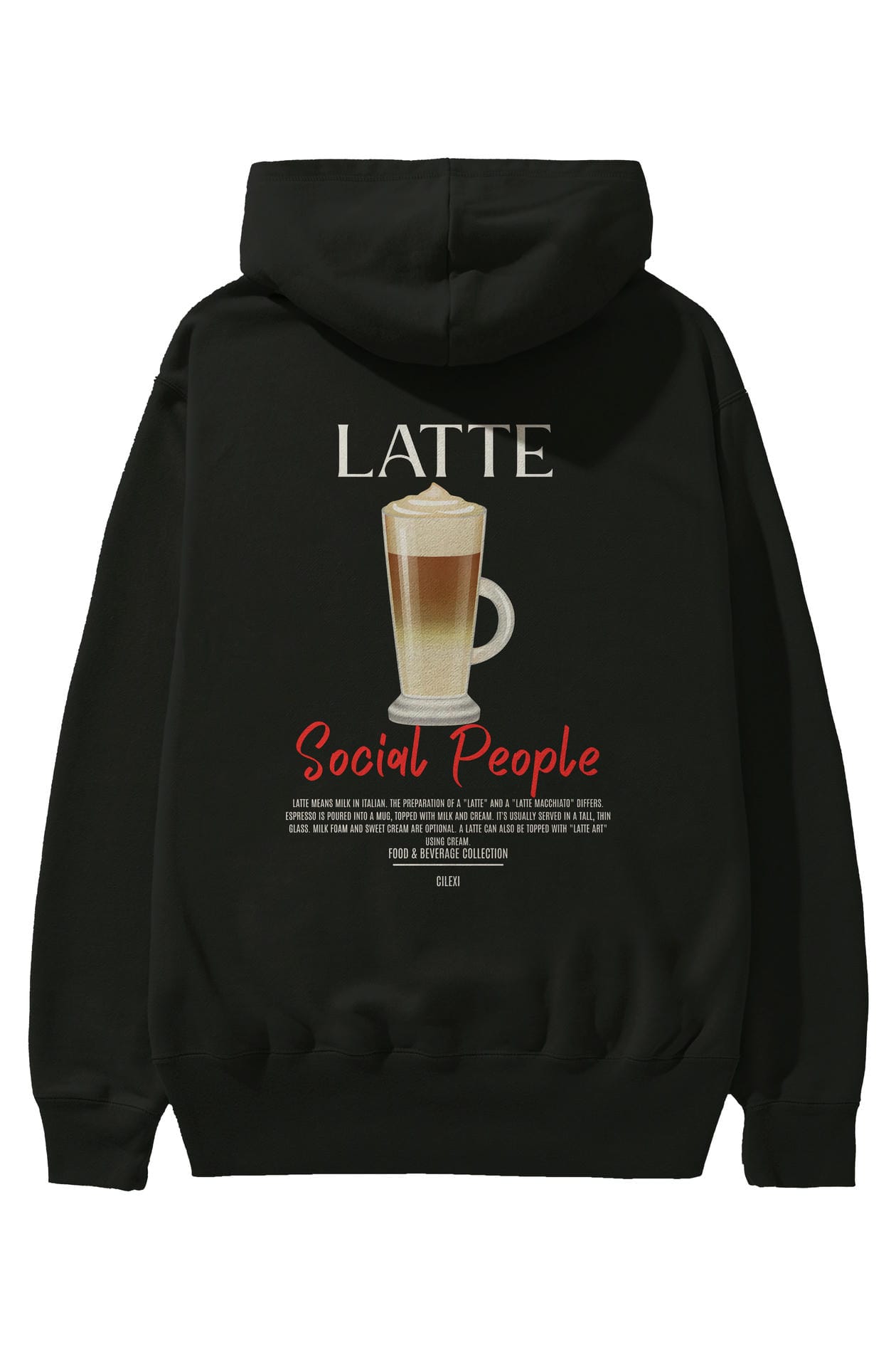 Latte Kokteyl Arka Baskılı Hoodie Oversize Kapüşonlu Sweatshirt Erkek Kadın