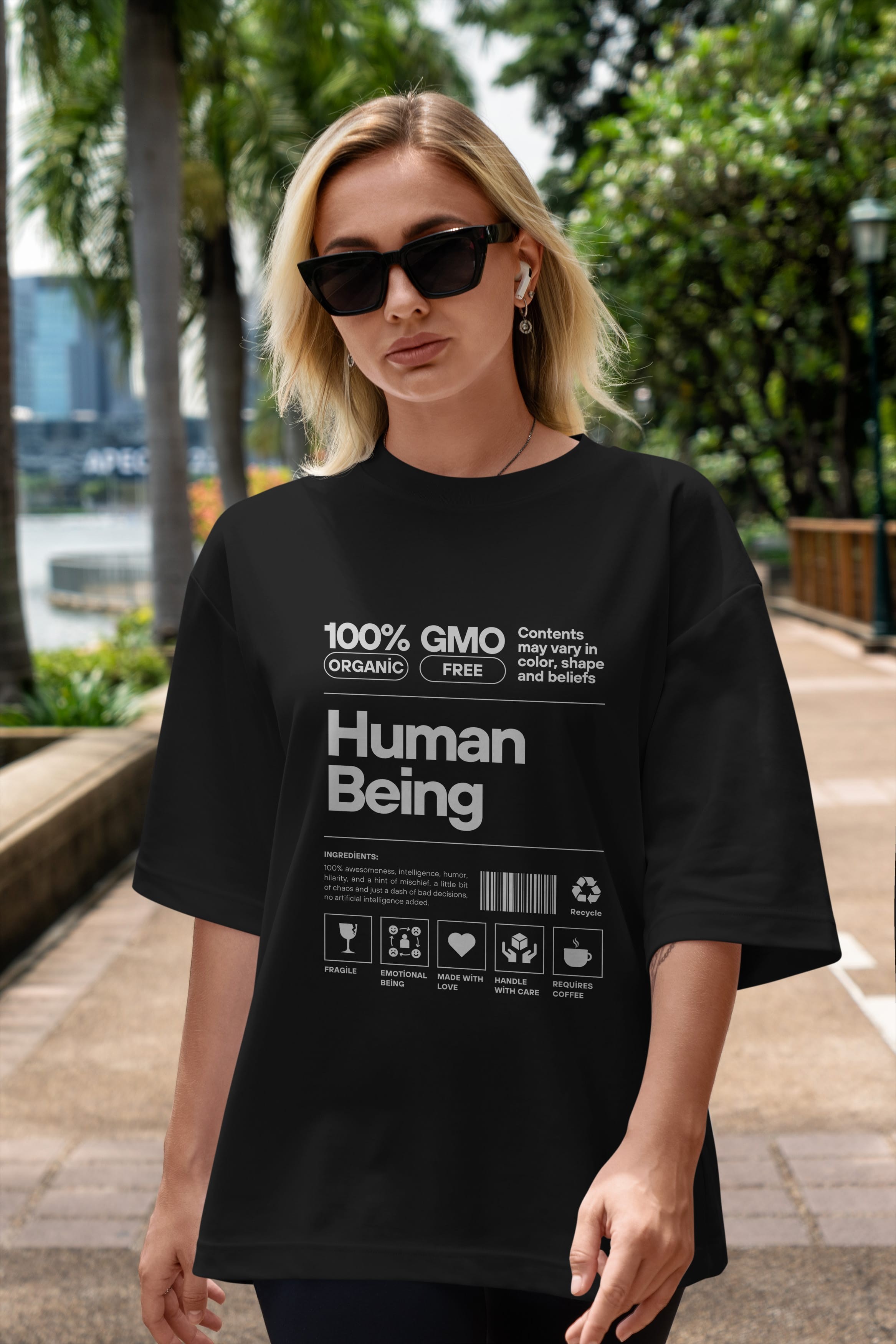 Human Being Ön Baskılı Oversize t-shirt Erkek Kadın Unisex