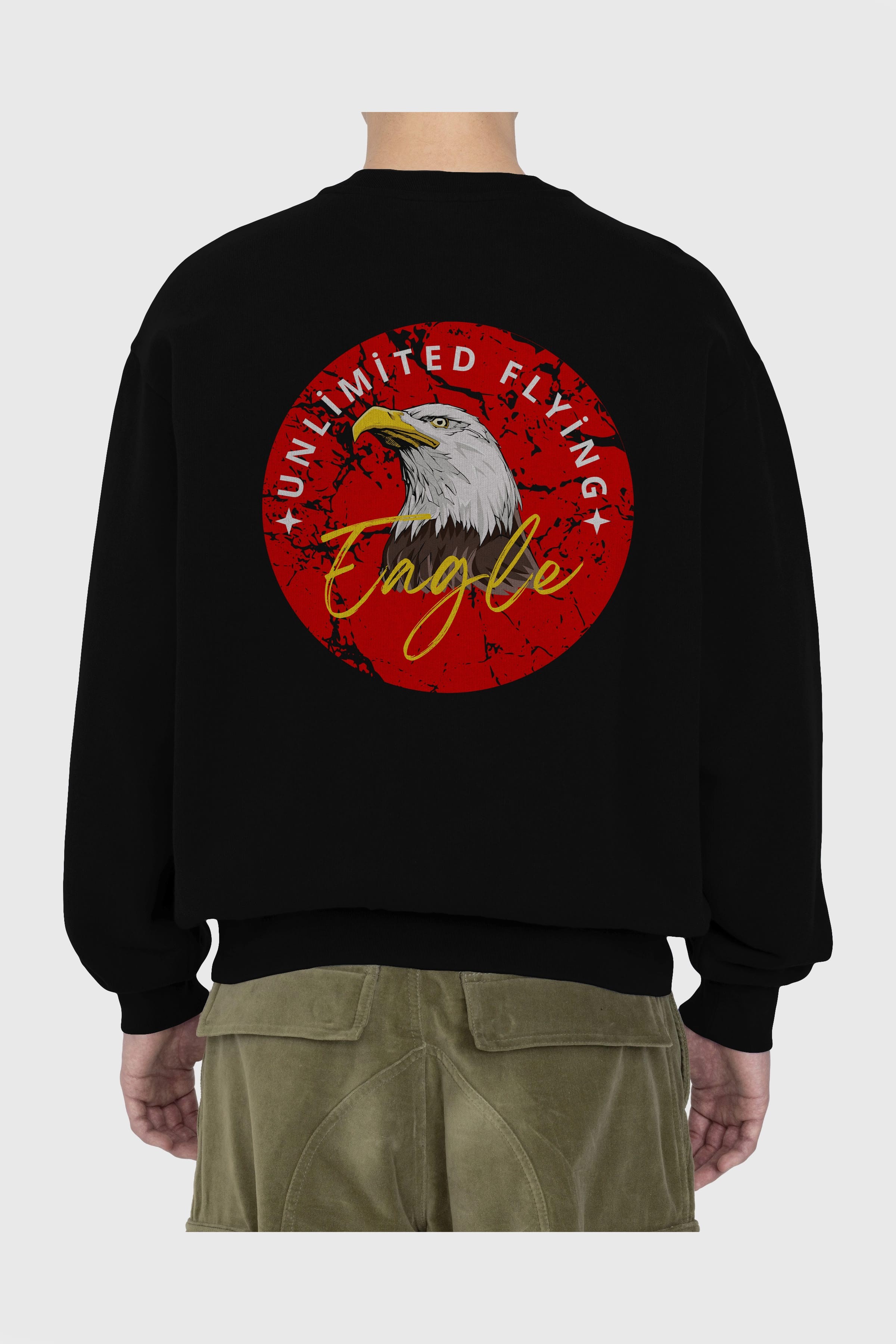 Unlimited Flying Yazılı Arka Baskılı Oversize Sweatshirt Erkek Kadın Unisex