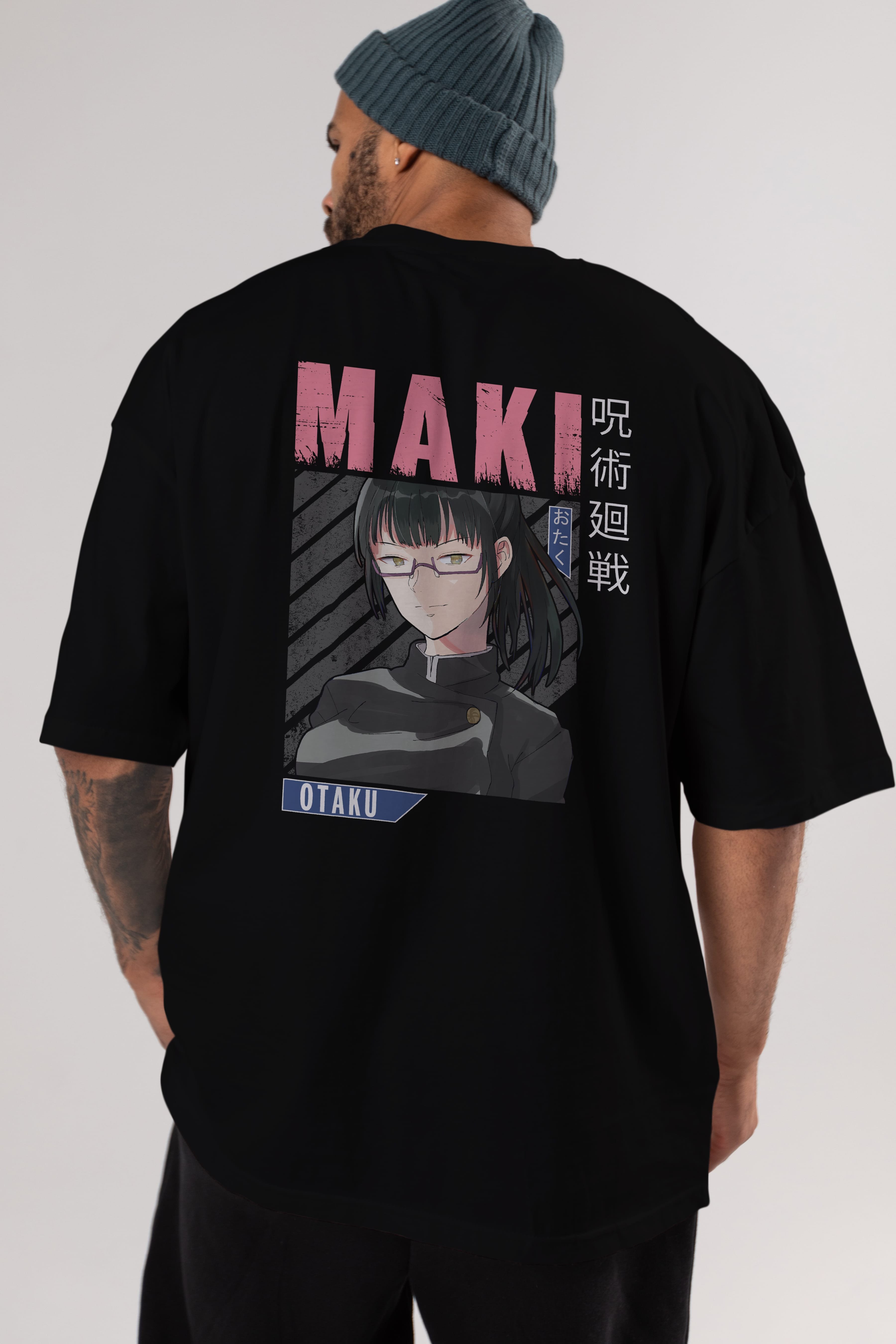 Maki Zenin CHAINSAWMAN 1 Anime Arka Baskılı Oversize t-shirt Erkek Kadın Unisex