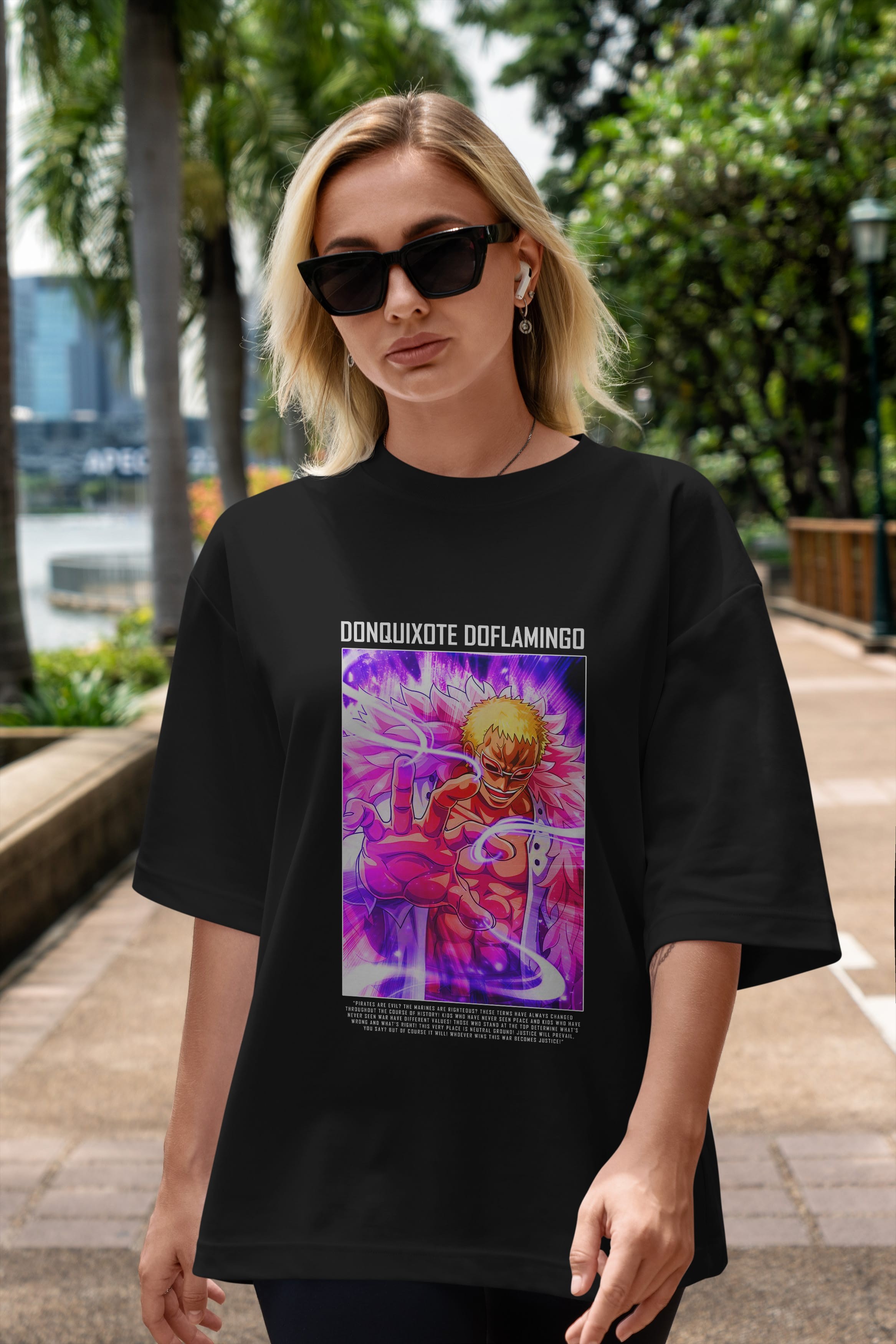 Doflamingo Anime Ön Baskılı Oversize t-shirt Erkek Kadın Unisex