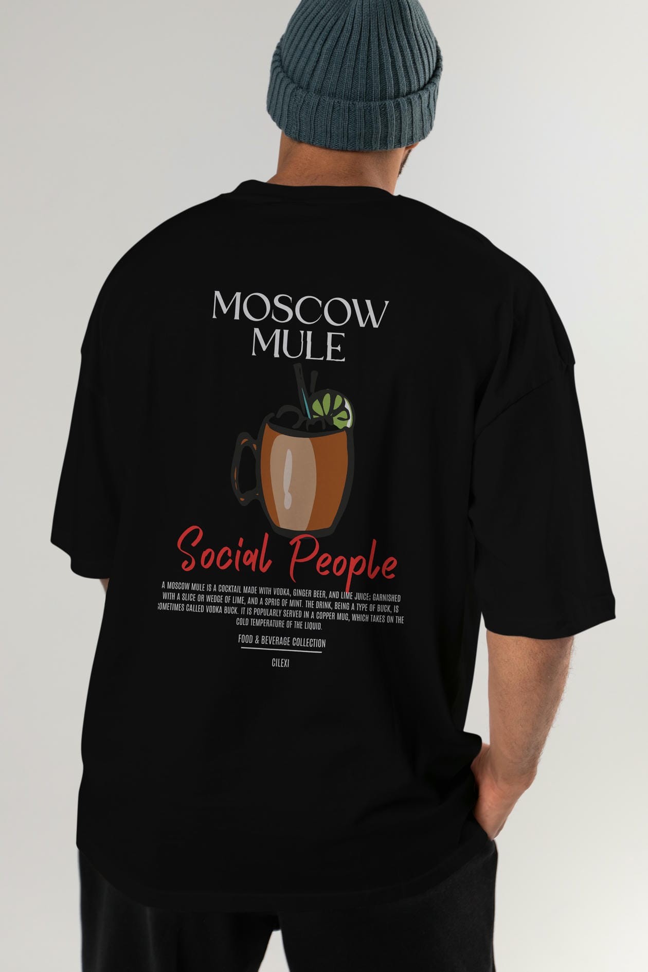Moscow Mule Kokteyl Serisi Baskılı Oversize t-shirt Erkek Kadın Unisex %100 Pamuk Bisiklet Yaka tişort