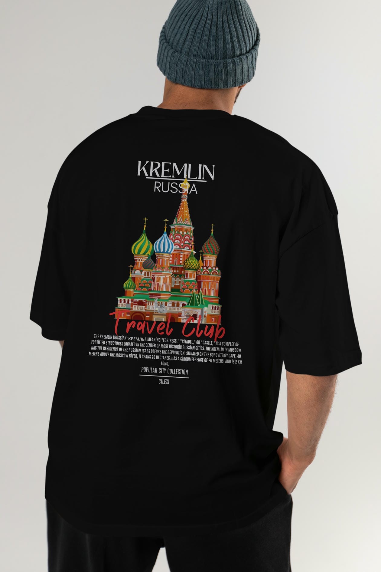 Kremlin Russia Arka Baskılı Oversize t-shirt Erkek Kadın Pamuk Bisiklet Yaka tişort