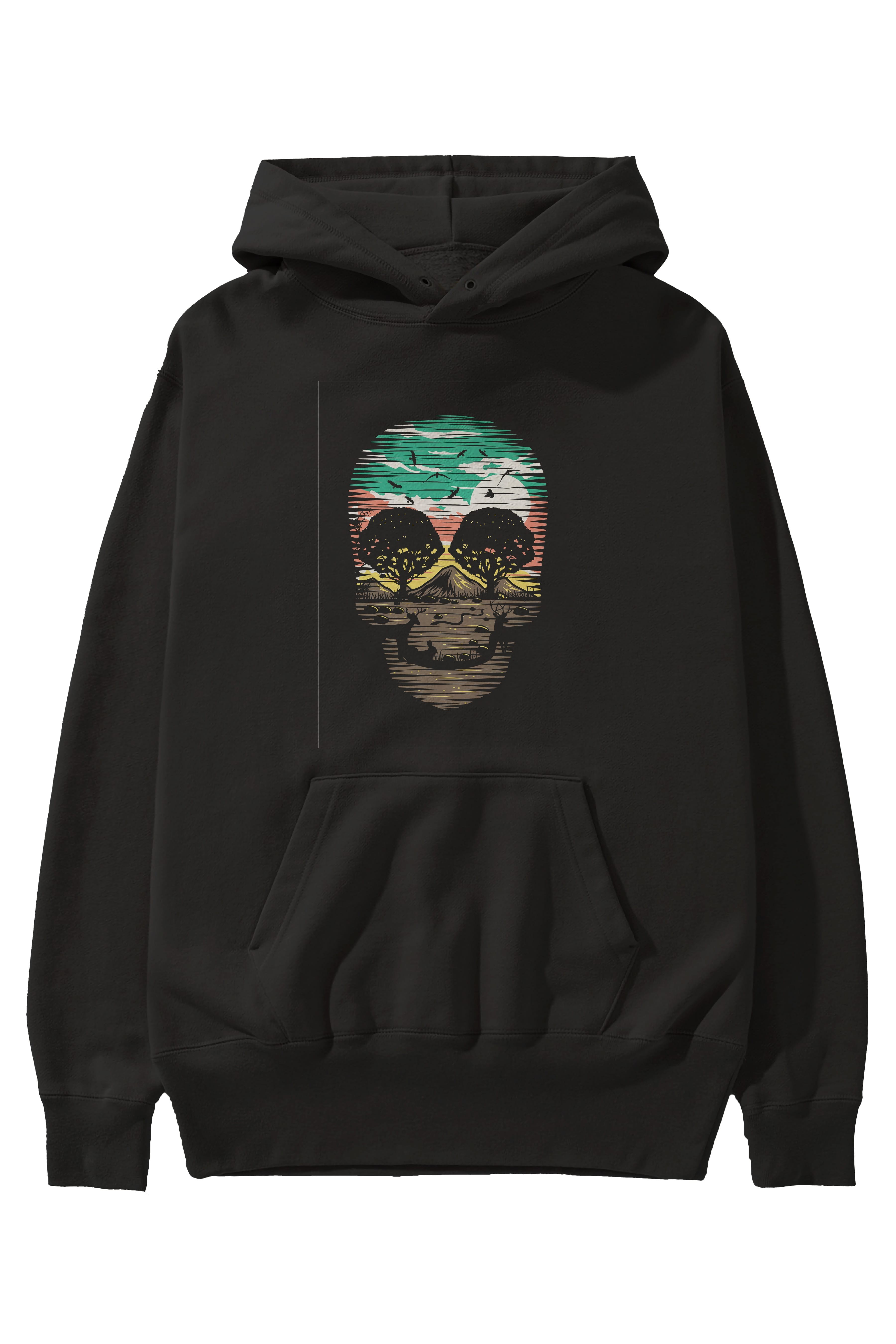 Skull Nature Ön Baskılı Hoodie Oversize Kapüşonlu Sweatshirt Erkek Kadın Unisex