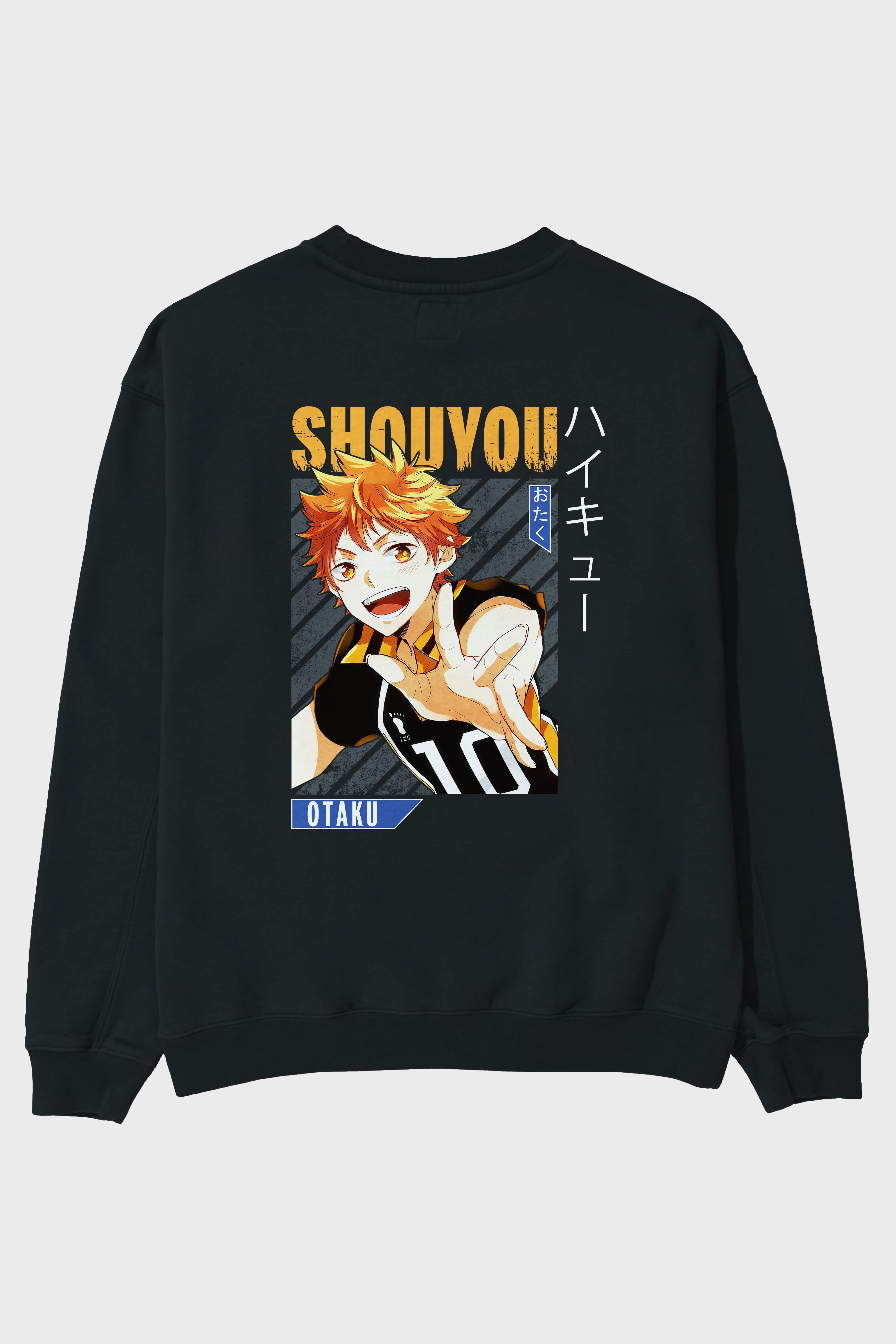 Shouyou Hinata 9 Anime Arka Baskılı Oversize Sweatshirt Erkek Kadın Unisex