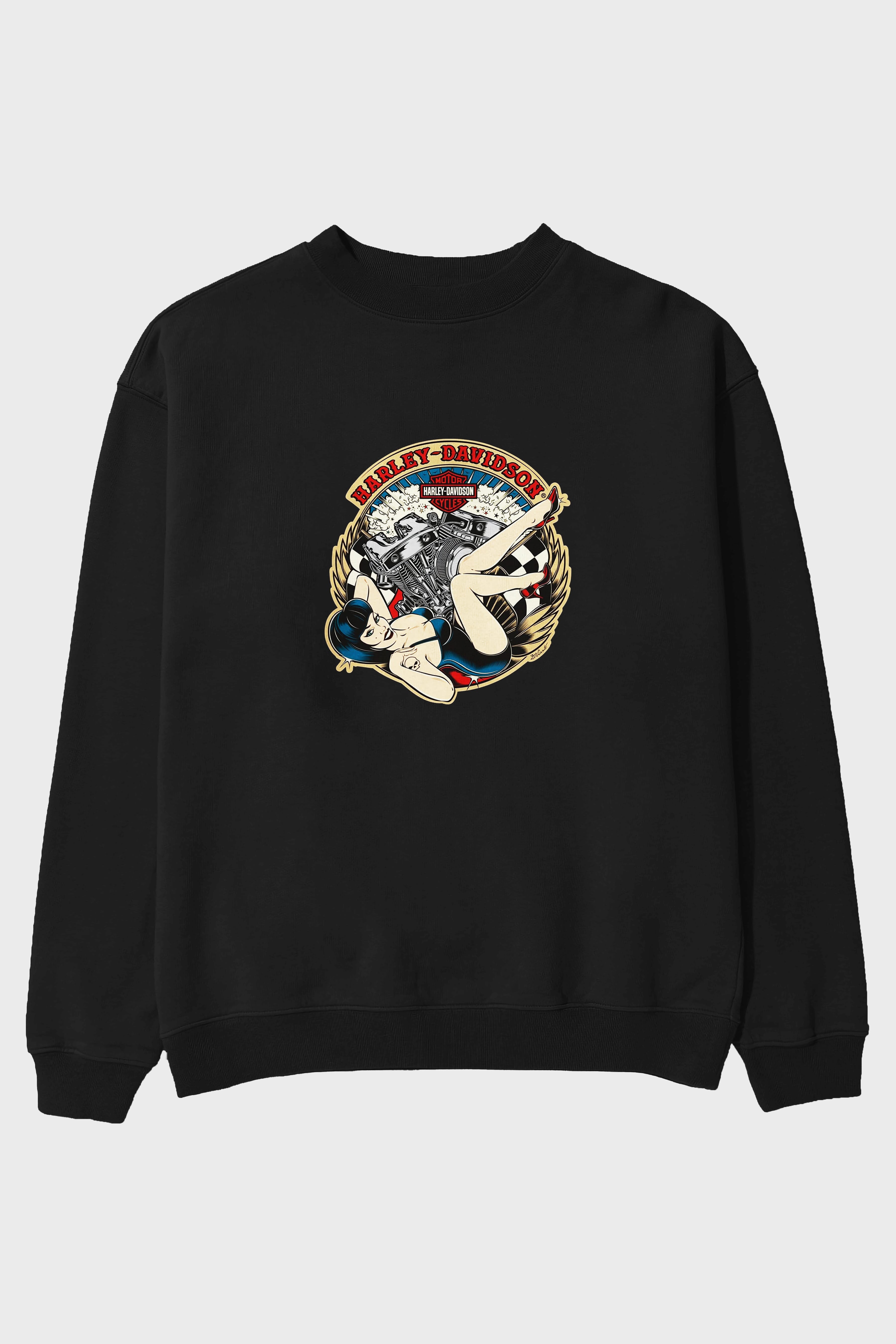 Harley Davidson Ön Baskılı Oversize Sweatshirt Erkek Kadın Unisex