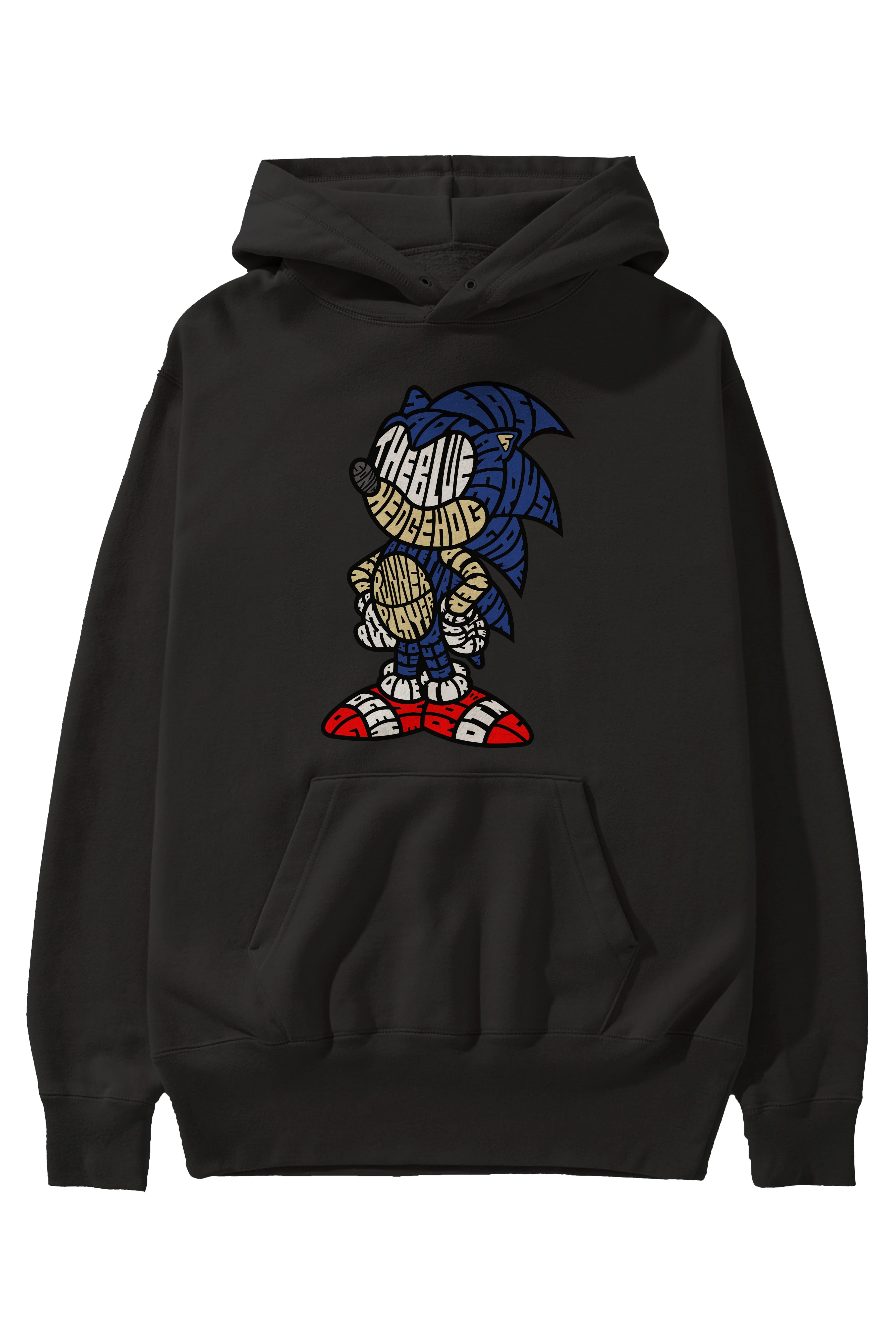 The Blue Hedgehog Ön Baskılı Hoodie Oversize Kapüşonlu Sweatshirt Erkek Kadın Unisex