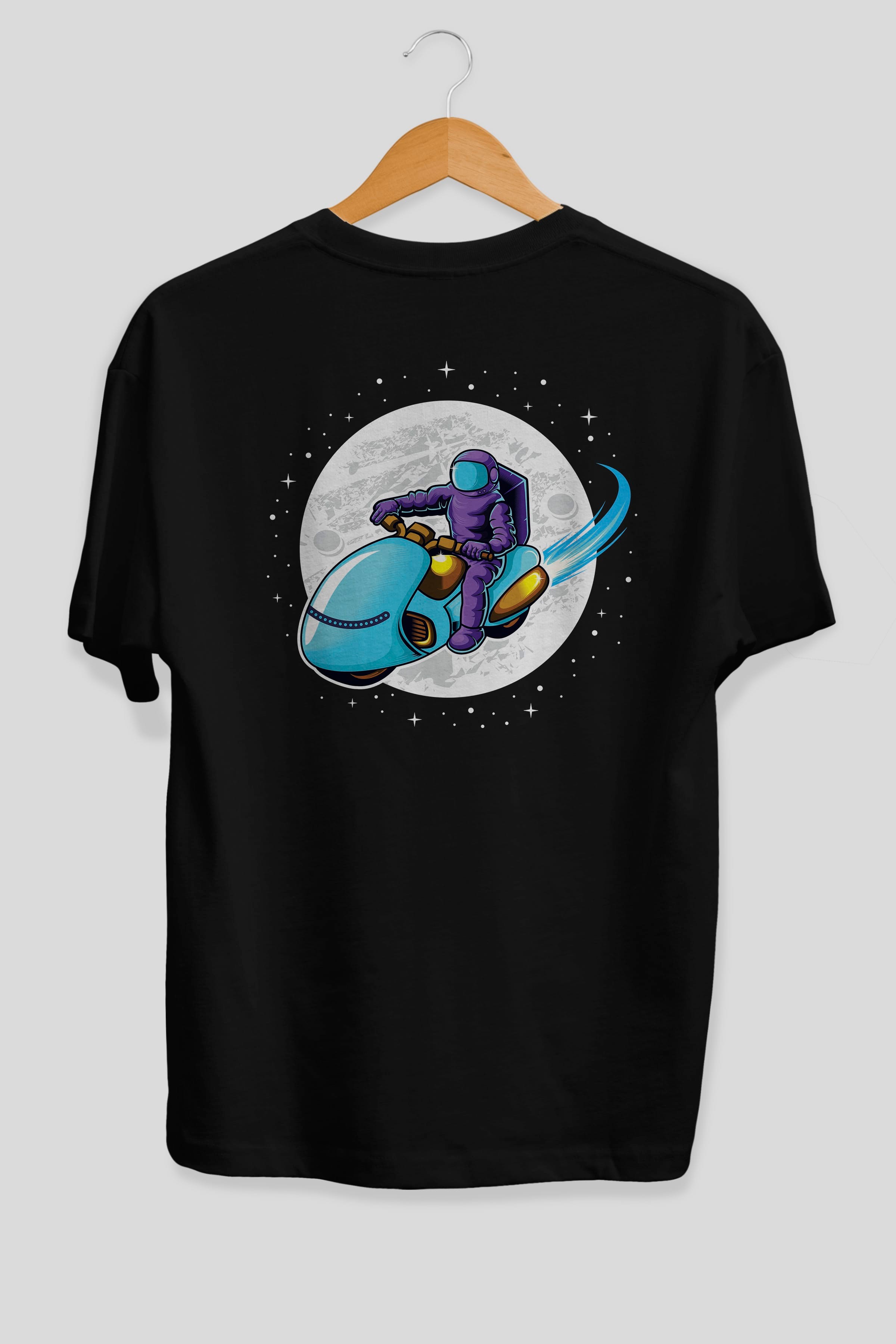 Astrorider in Space Arka Baskılı Oversize t-shirt Erkek Kadın Unisex