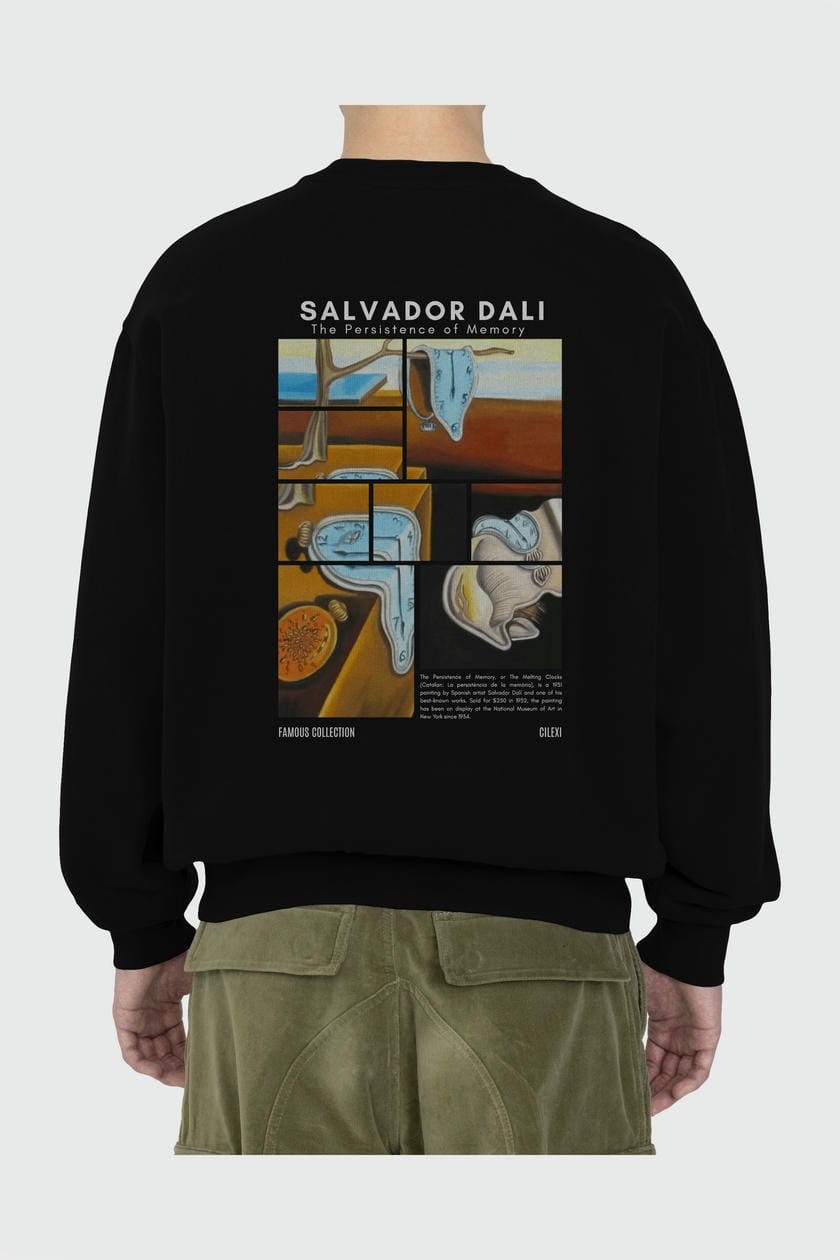 Salvador Dali Arka Baskılı Oversize Sweatshirt Erkek Kadın Unisex