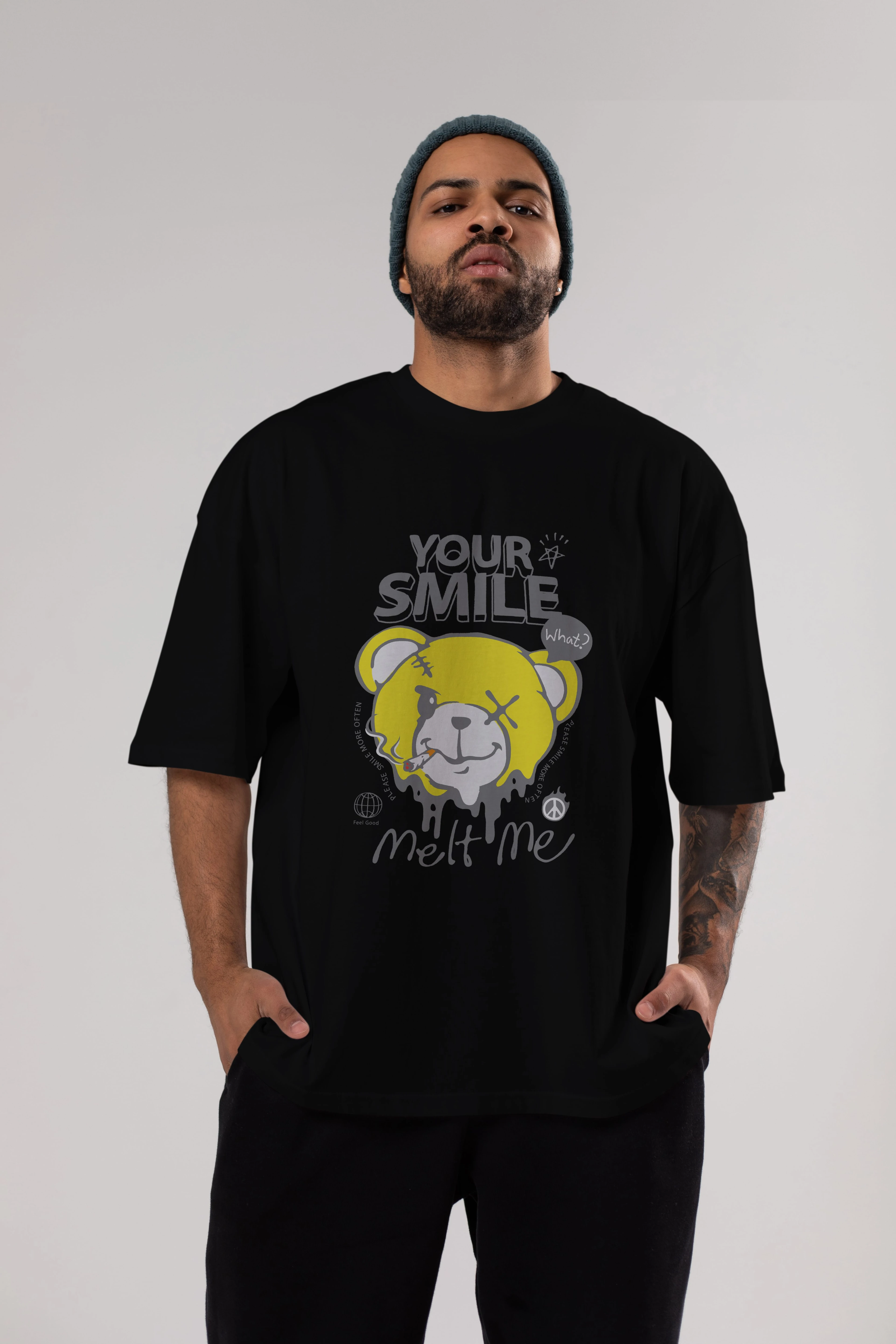 Your Smile Bear Ön Baskılı Oversize t-shirt Erkek Kadın Unisex
