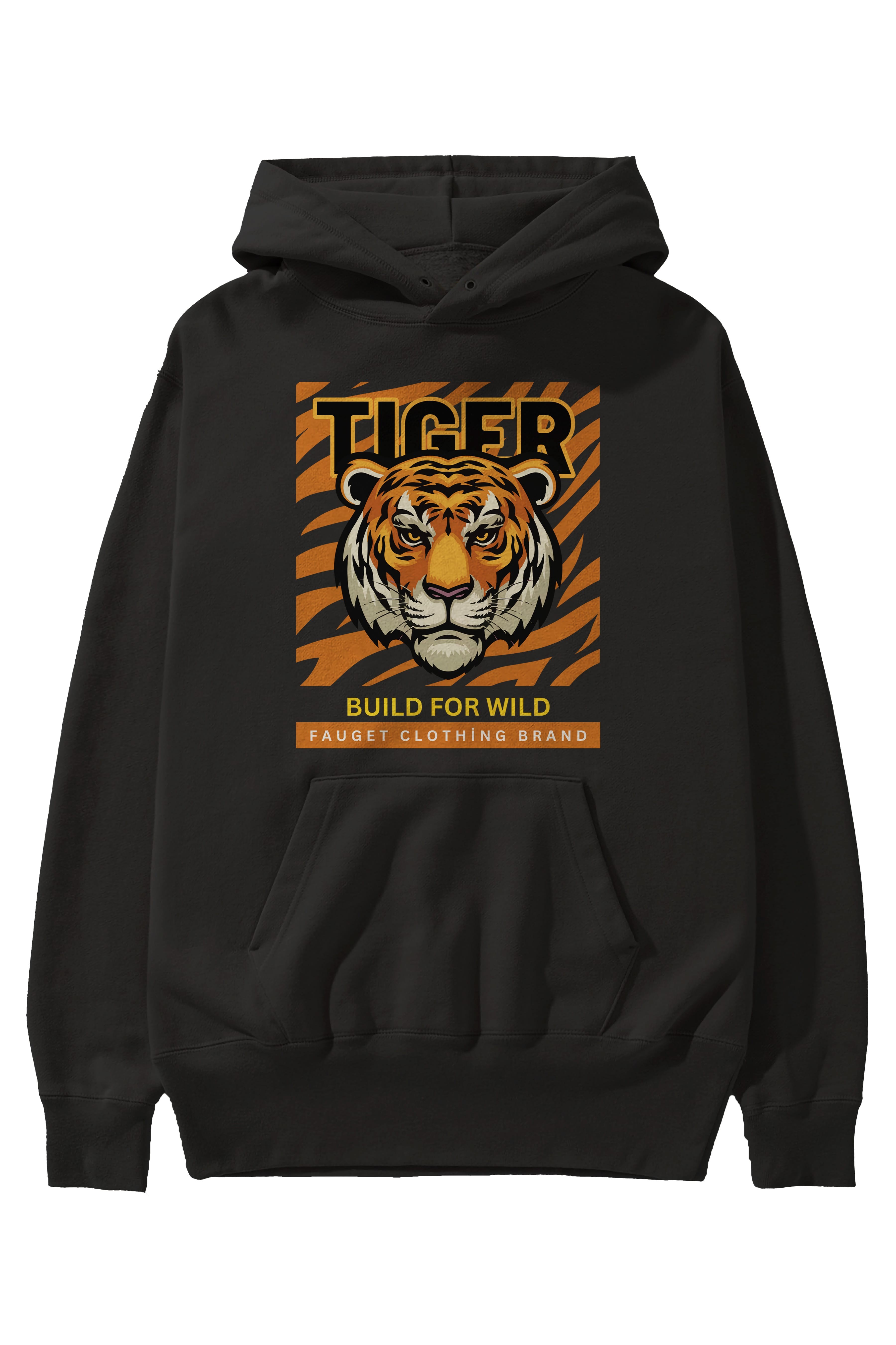 Tiger Ön Baskılı Oversize Hoodie Kapüşonlu Sweatshirt Erkek Kadın Unisex