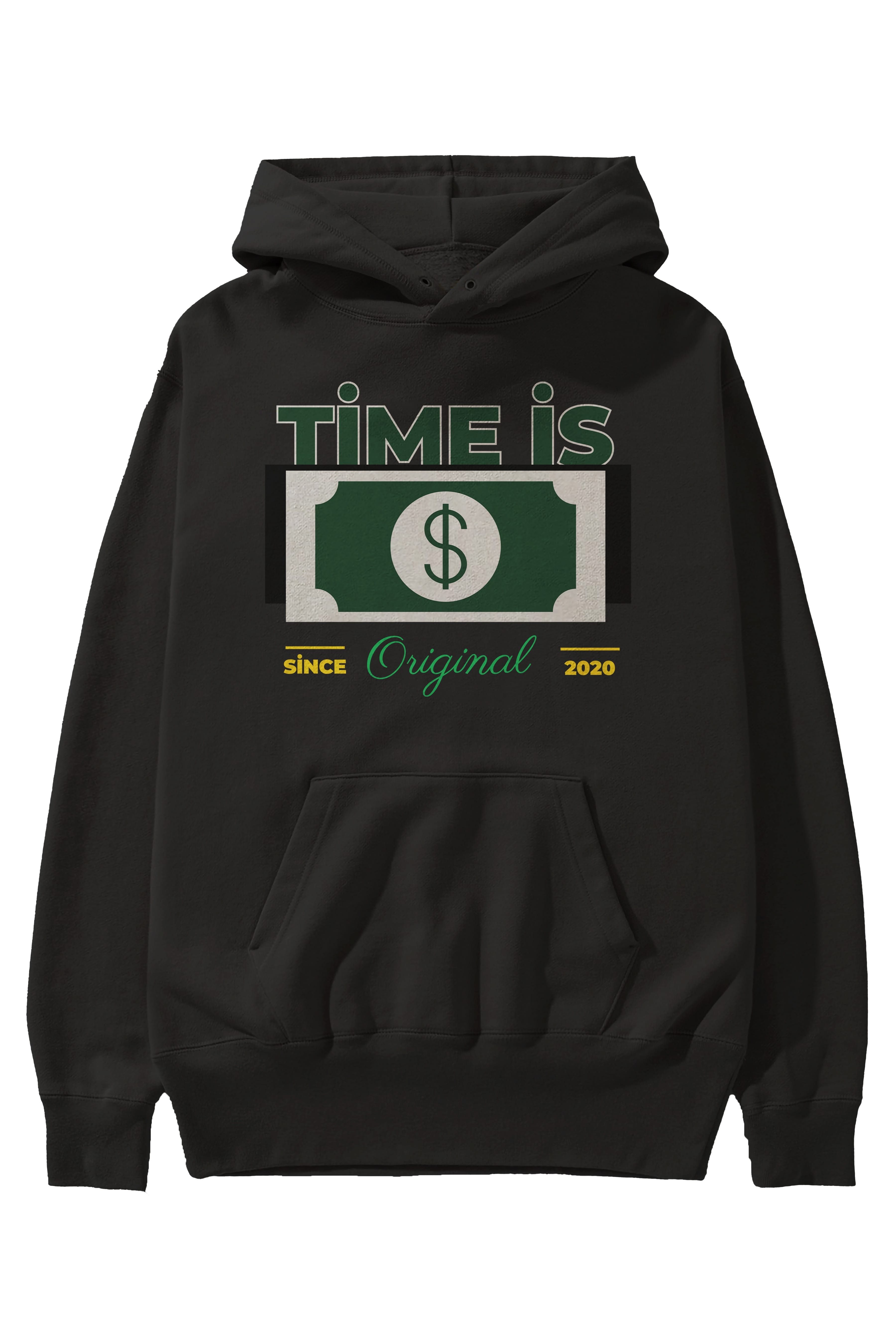 Time is Original Ön Baskılı Oversize Hoodie Kapüşonlu Sweatshirt Erkek Kadın Unisex