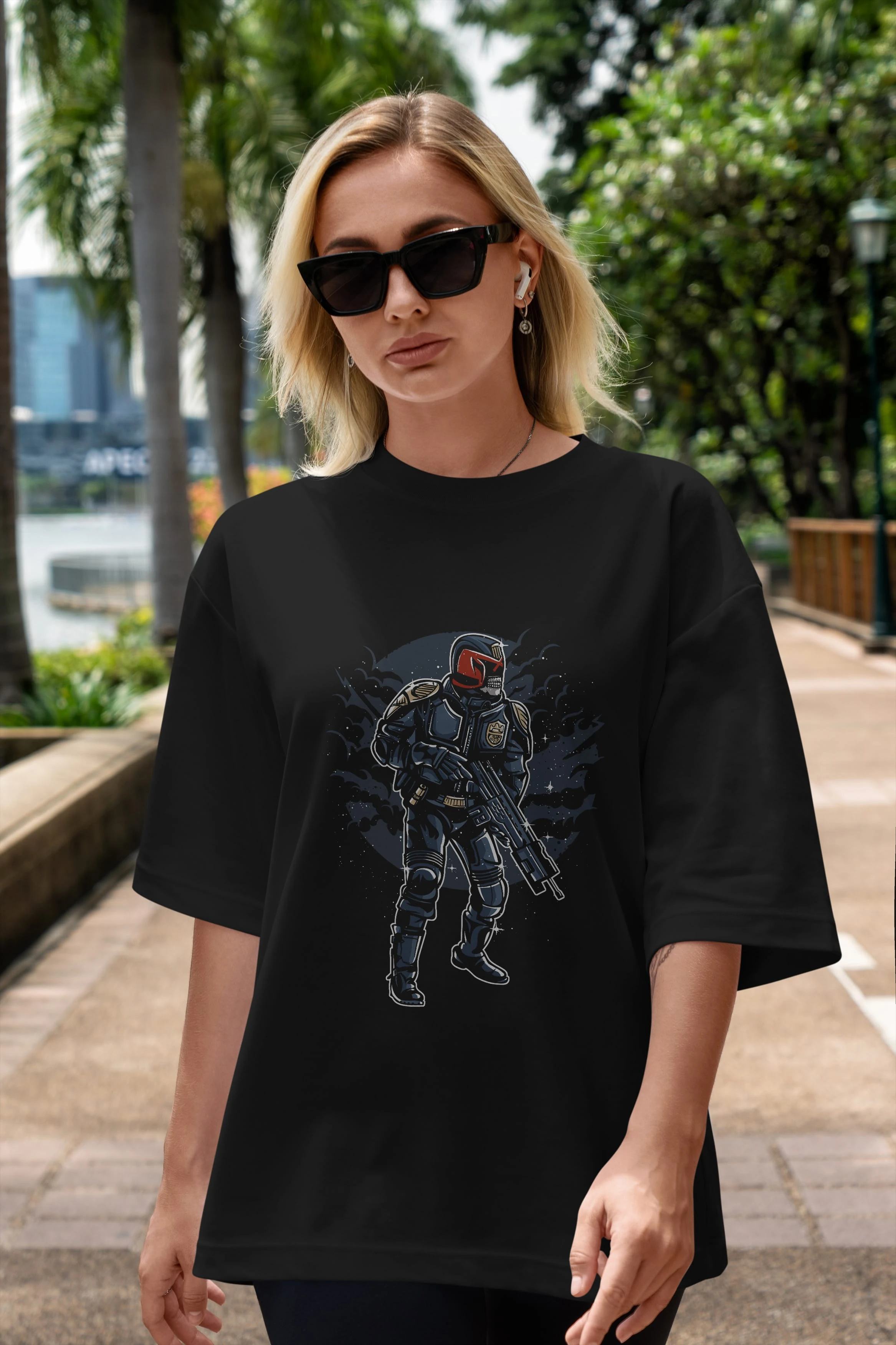 Judge Skull Ön Baskılı Oversize t-shirt Erkek Kadın Unisex %100 Pamuk tişort