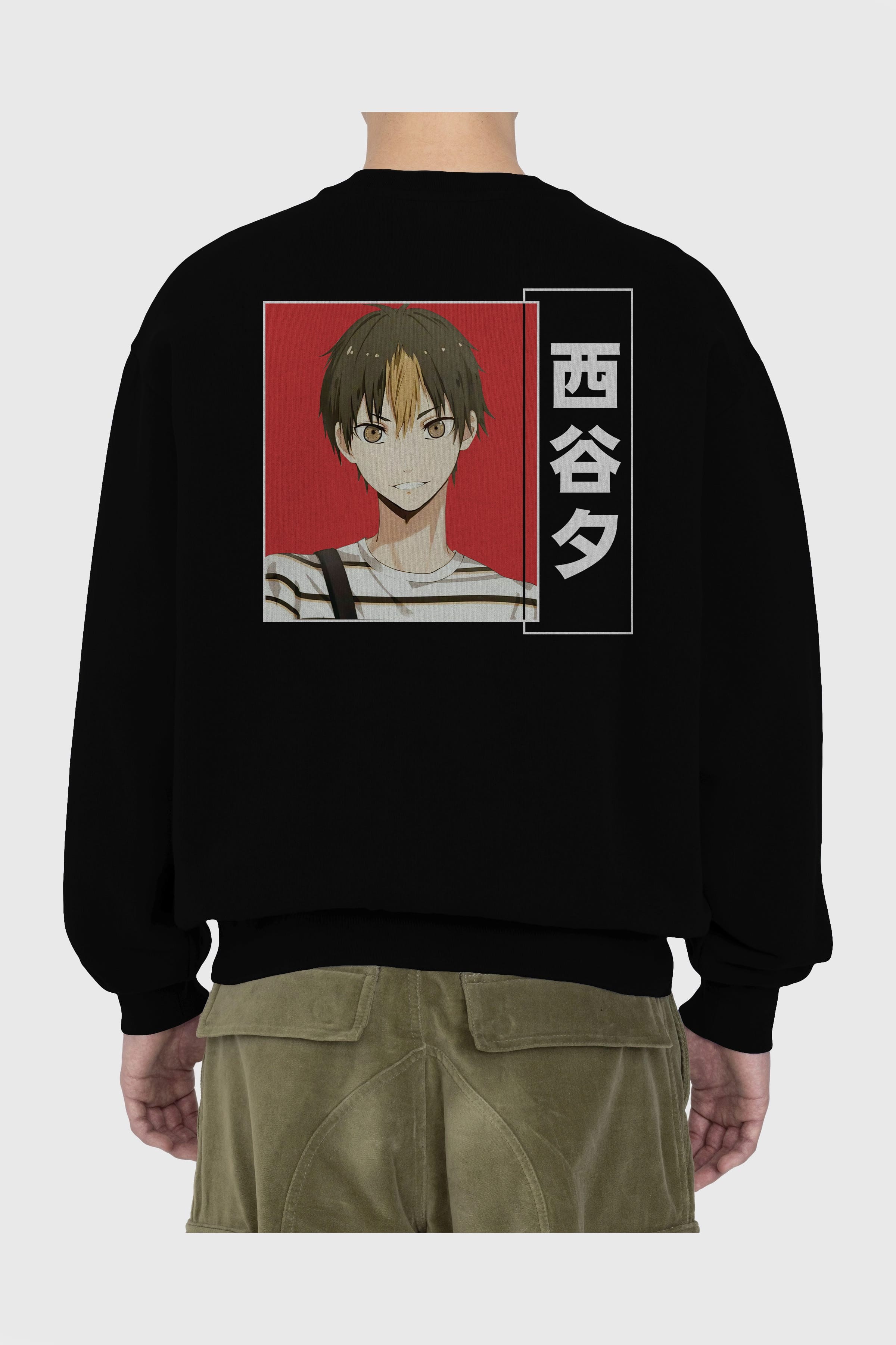 Yuu Nishinoya 1 Anime Arka Baskılı Oversize Sweatshirt Erkek Kadın Unisex