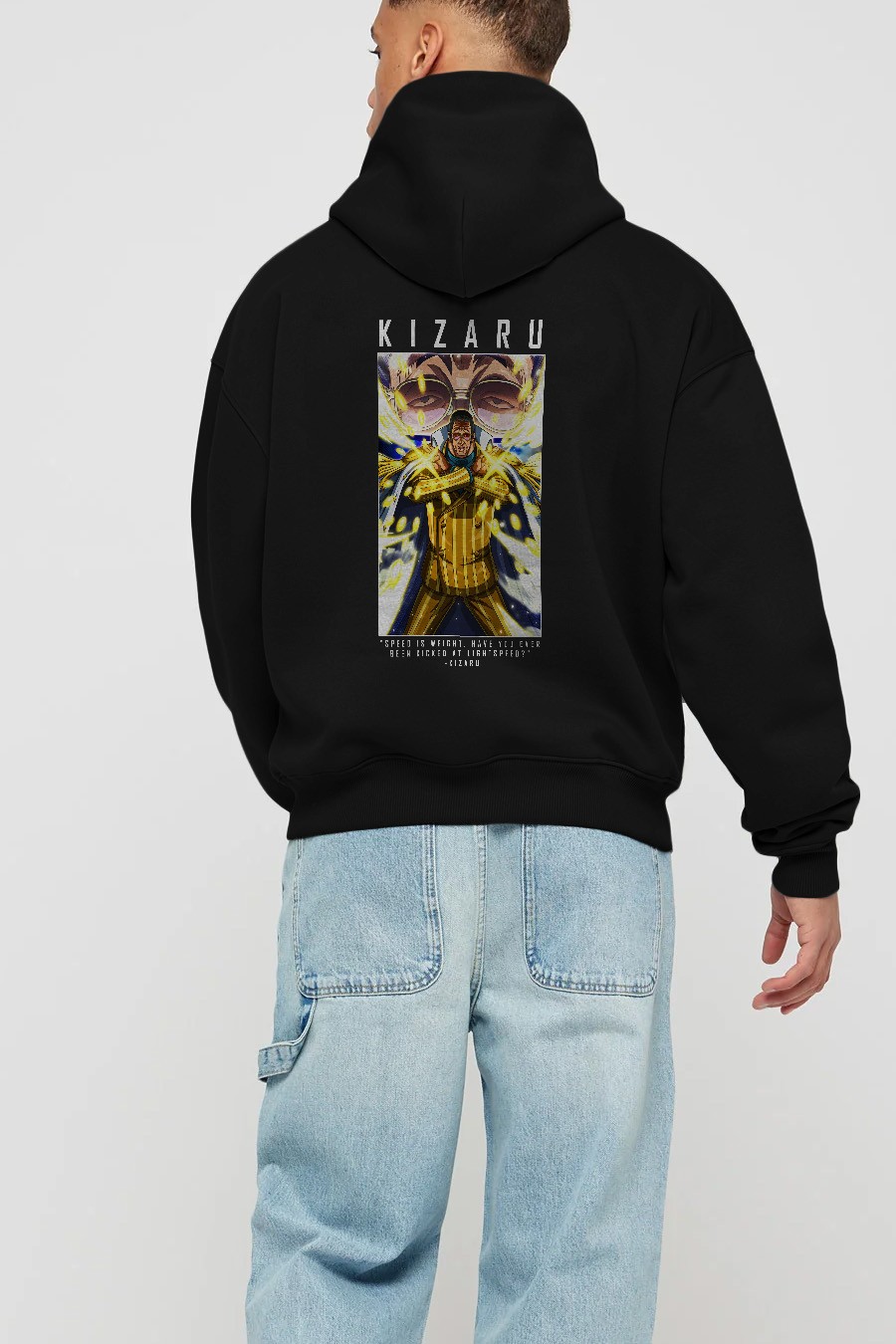 Kizaru Anime Arka Baskılı Hoodie Oversize Kapüşonlu Sweatshirt Erkek Kadın Unisex