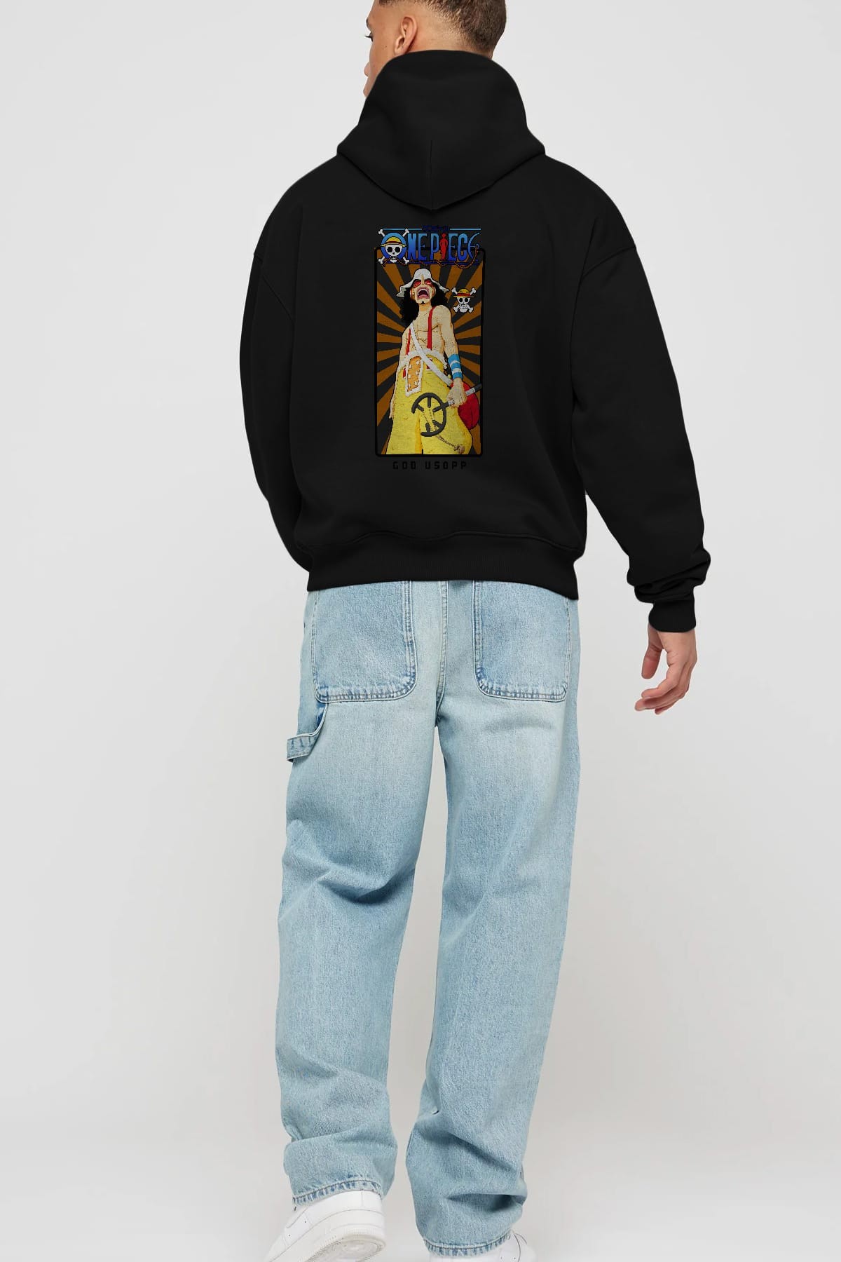 Usopp Anime Arka Baskılı Hoodie Oversize Kapüşonlu Sweatshirt Erkek Kadın Unisex