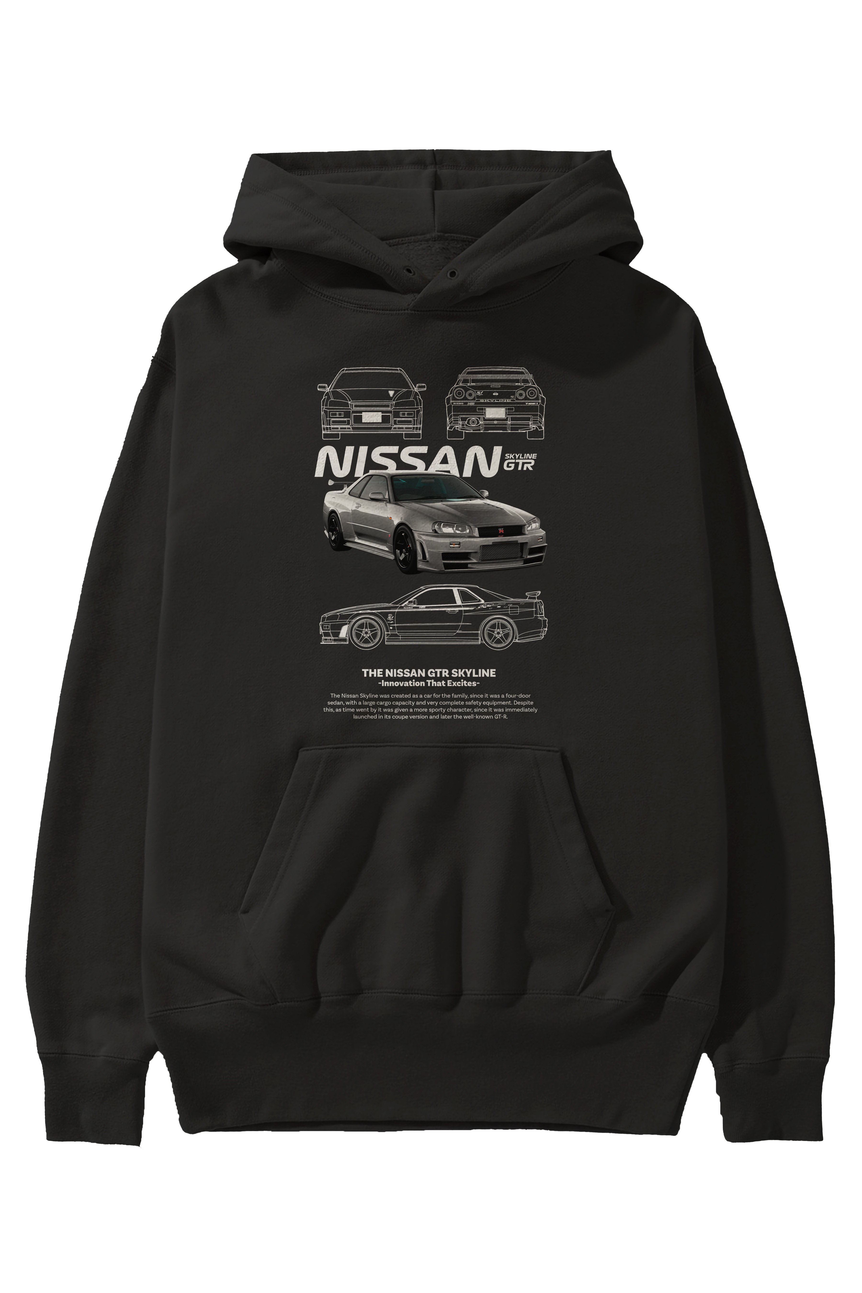 NISSAN SKYLINE GTR Ön Baskılı Hoodie Oversize Kapüşonlu Sweatshirt Erkek Kadın Unisex