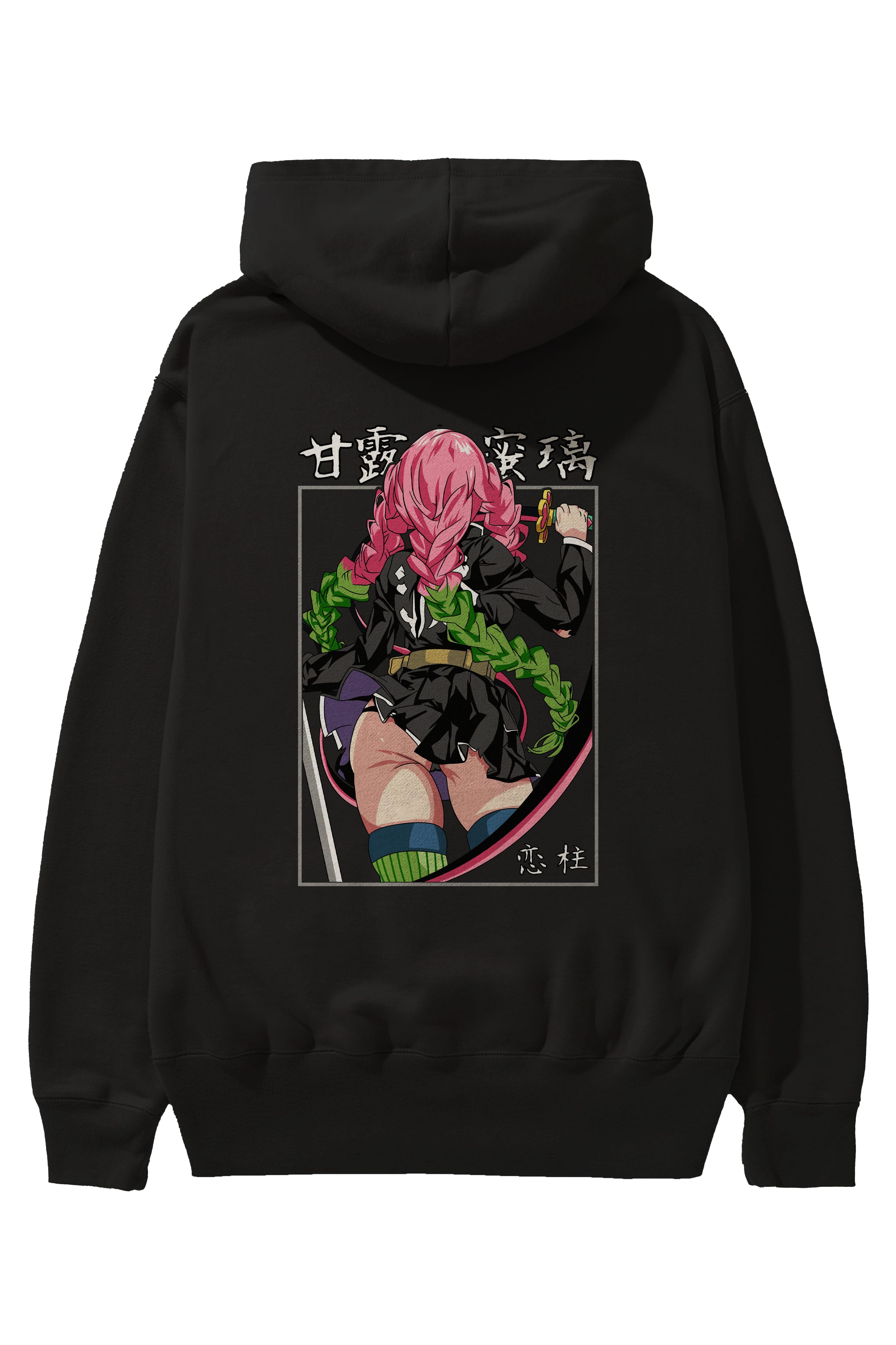 Mitsuri DEMONSLAYER Anime Arka Baskılı Hoodie Oversize Kapüşonlu Sweatshirt Erkek Kadın Unisex