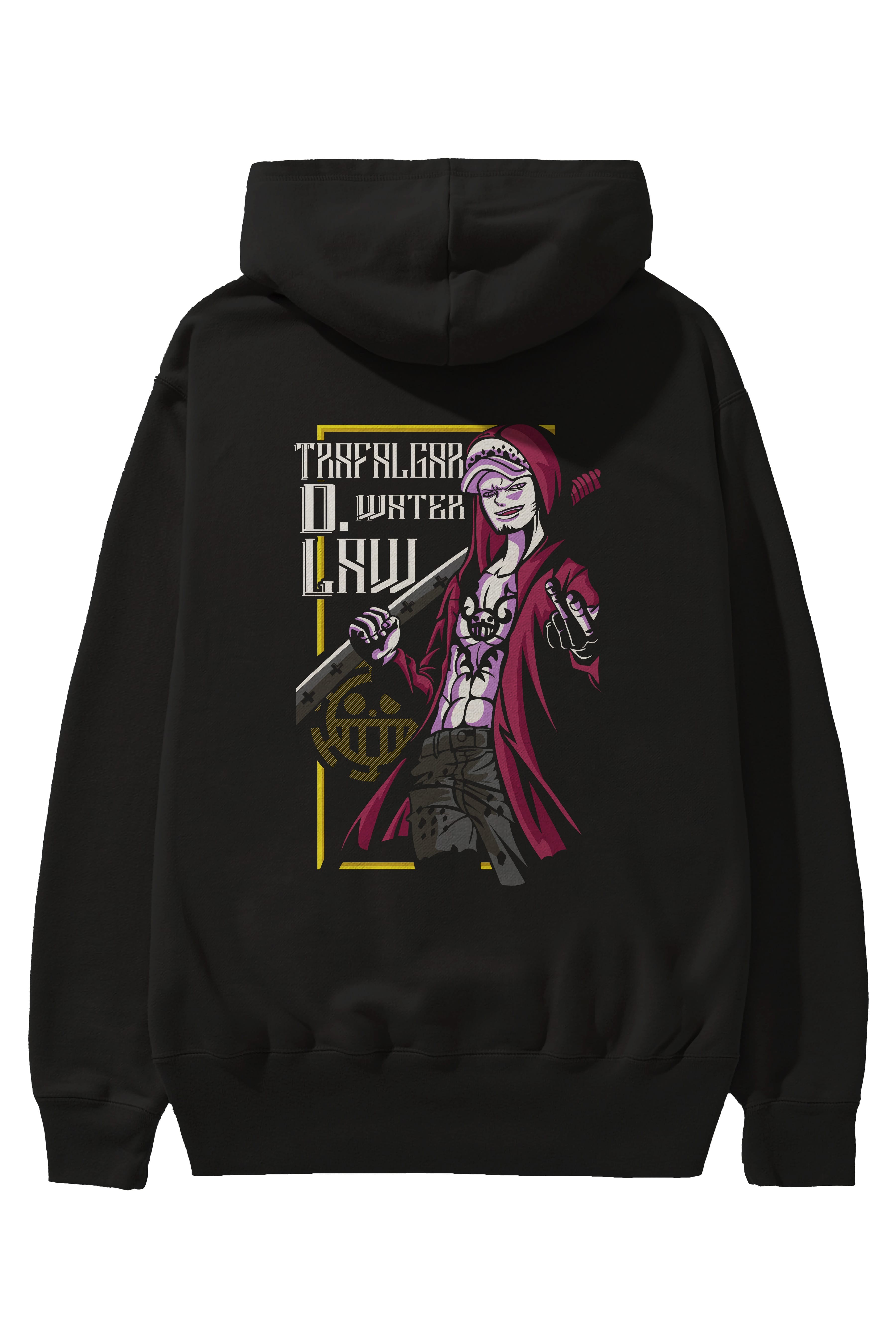 Trafalgar D. Water Law Anime Arka Baskılı Hoodie Oversize Kapüşonlu Sweatshirt Erkek Kadın Unisex