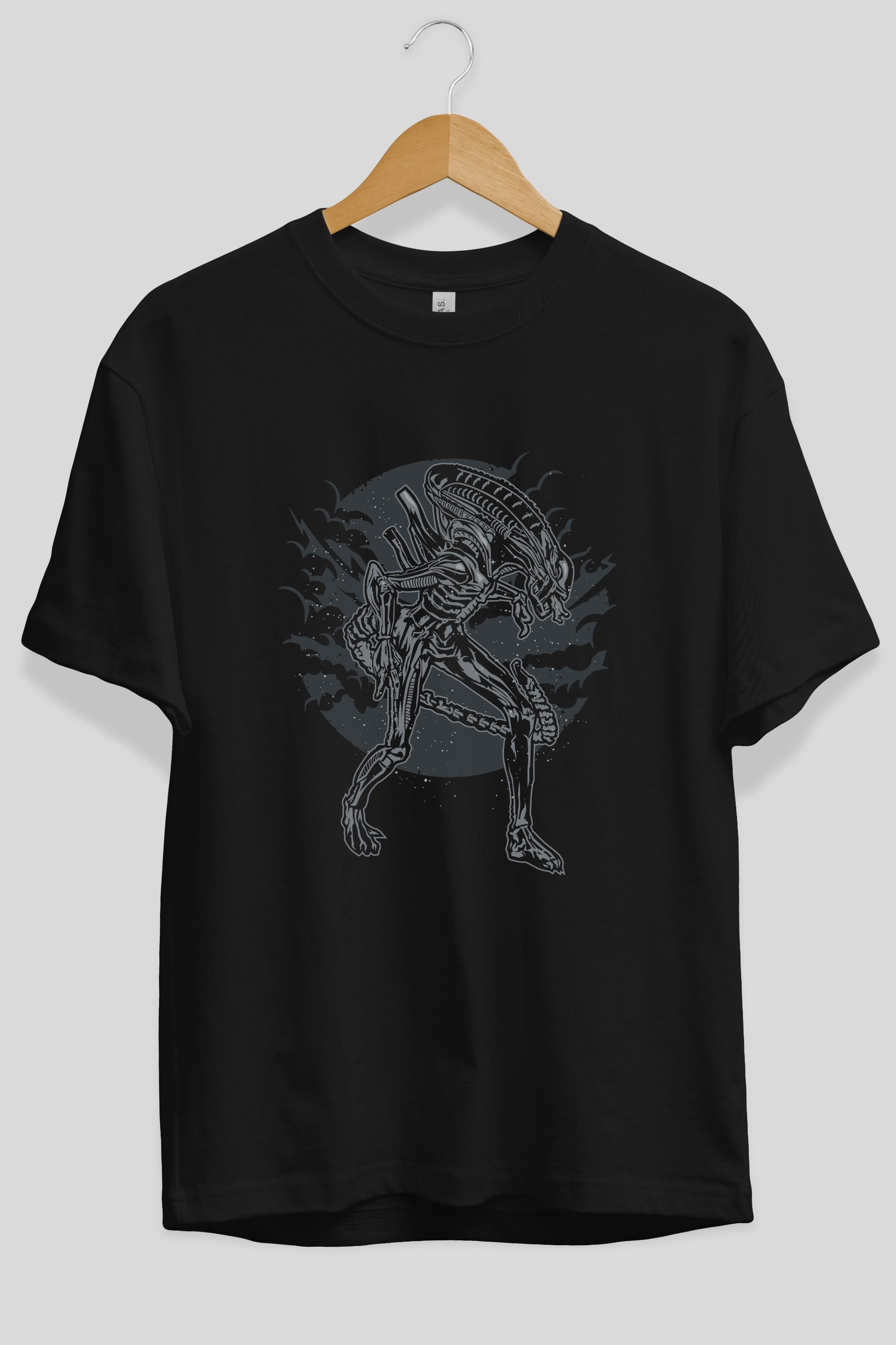Xenomorph Ön Baskılı Oversize t-shirt Erkek Kadın Unisex %100 Pamuk tişort