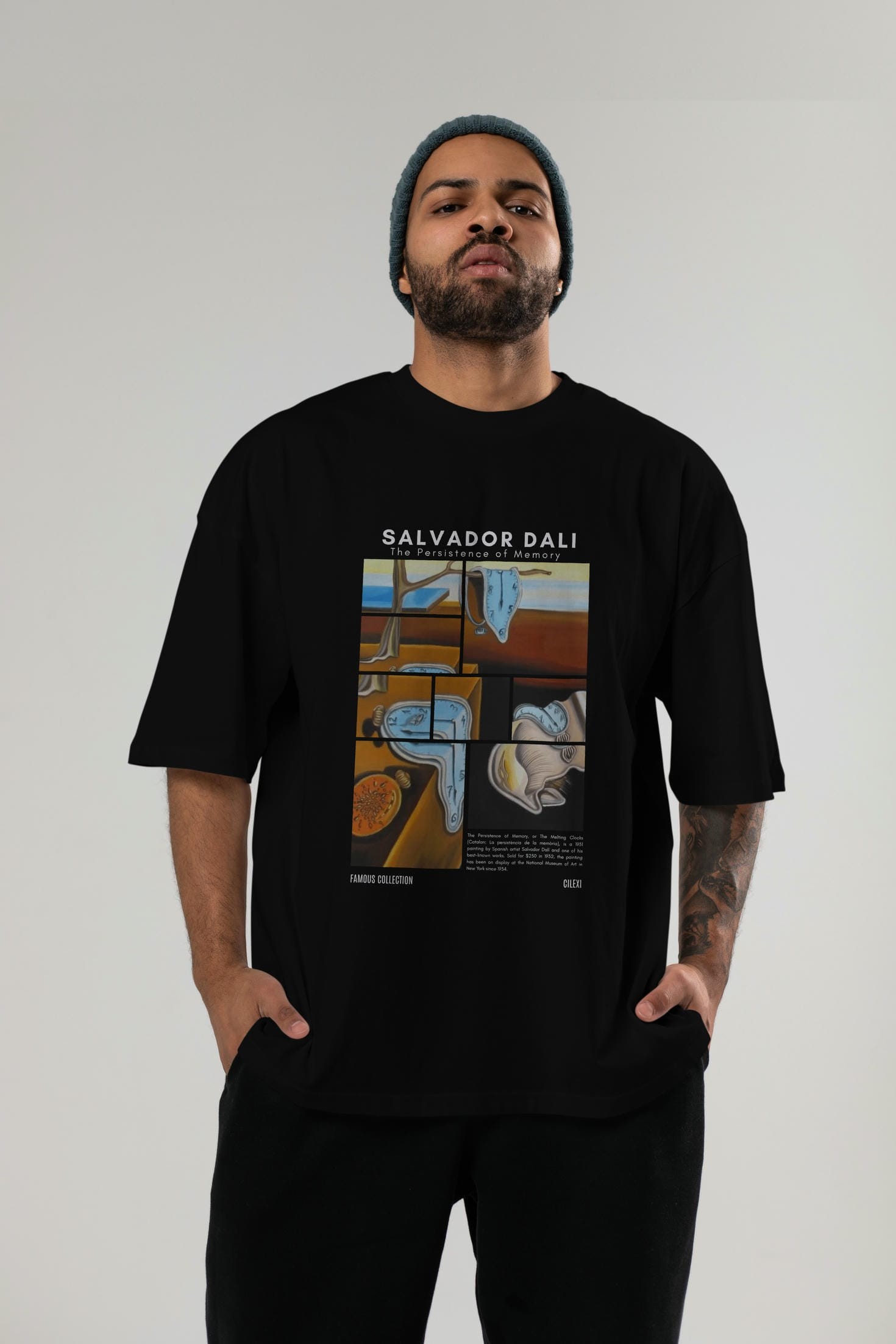 Salvador Dali ön Baskılı Oversize t-shirt Erkek Kadın Bisiklet Yaka Pamuk tişort