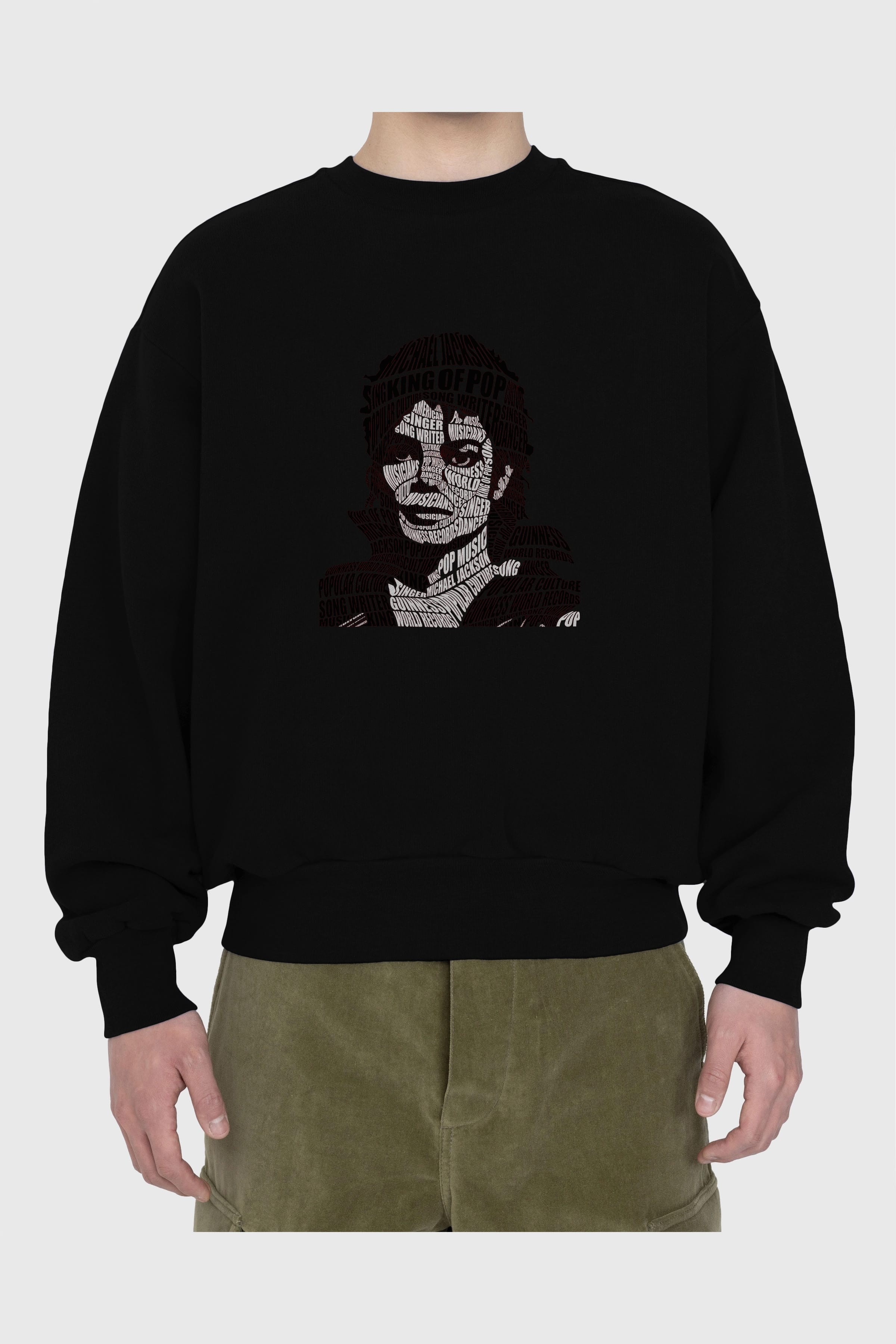Michael Jackson Calligram Ön Baskılı Oversize Sweatshirt Erkek Kadın Unisex