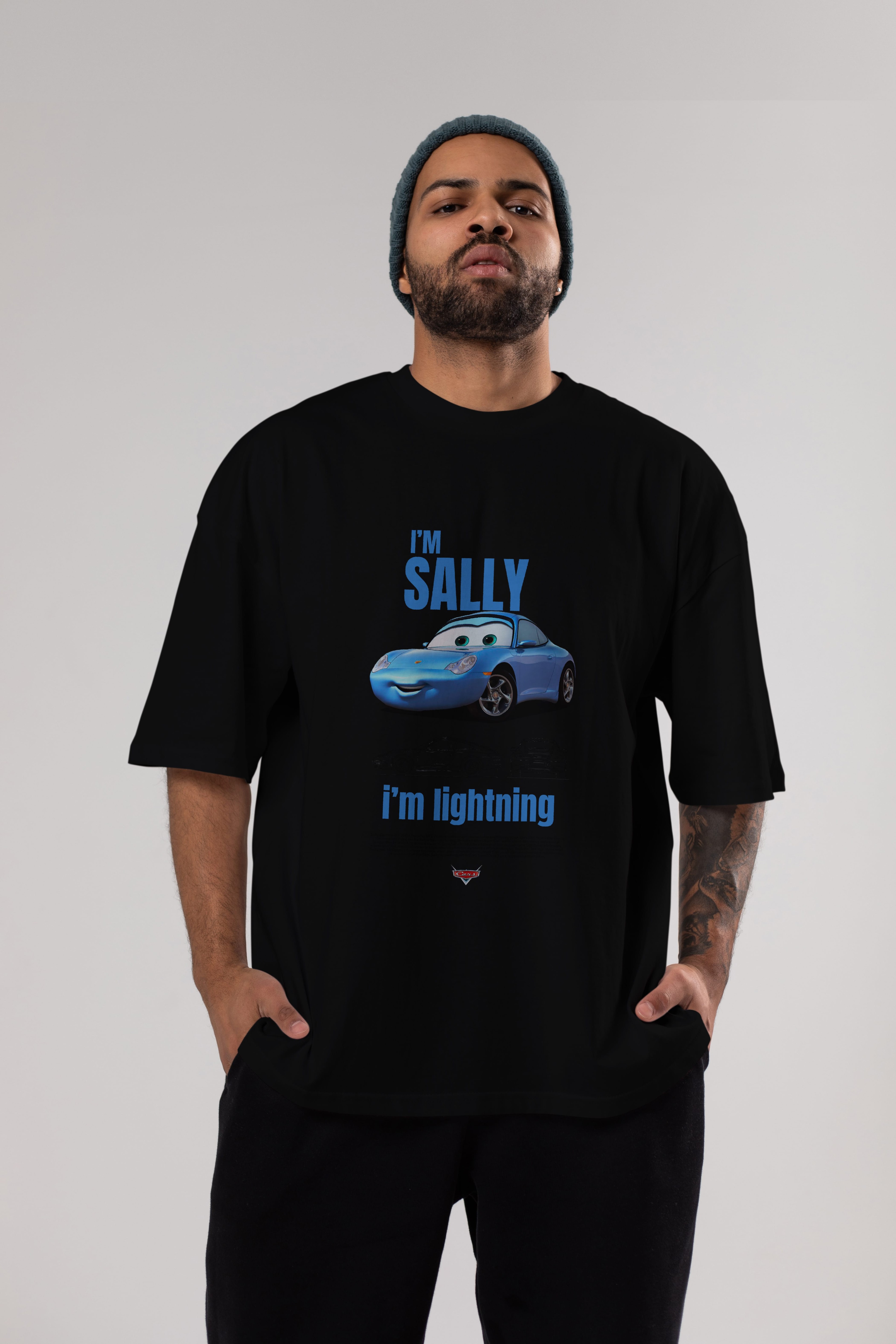 i am SALLY , i am lightning Ön Baskılı Oversize t-shirt Erkek Kadın Unisex %100 Pamuk Bisiklet Yaka tişort