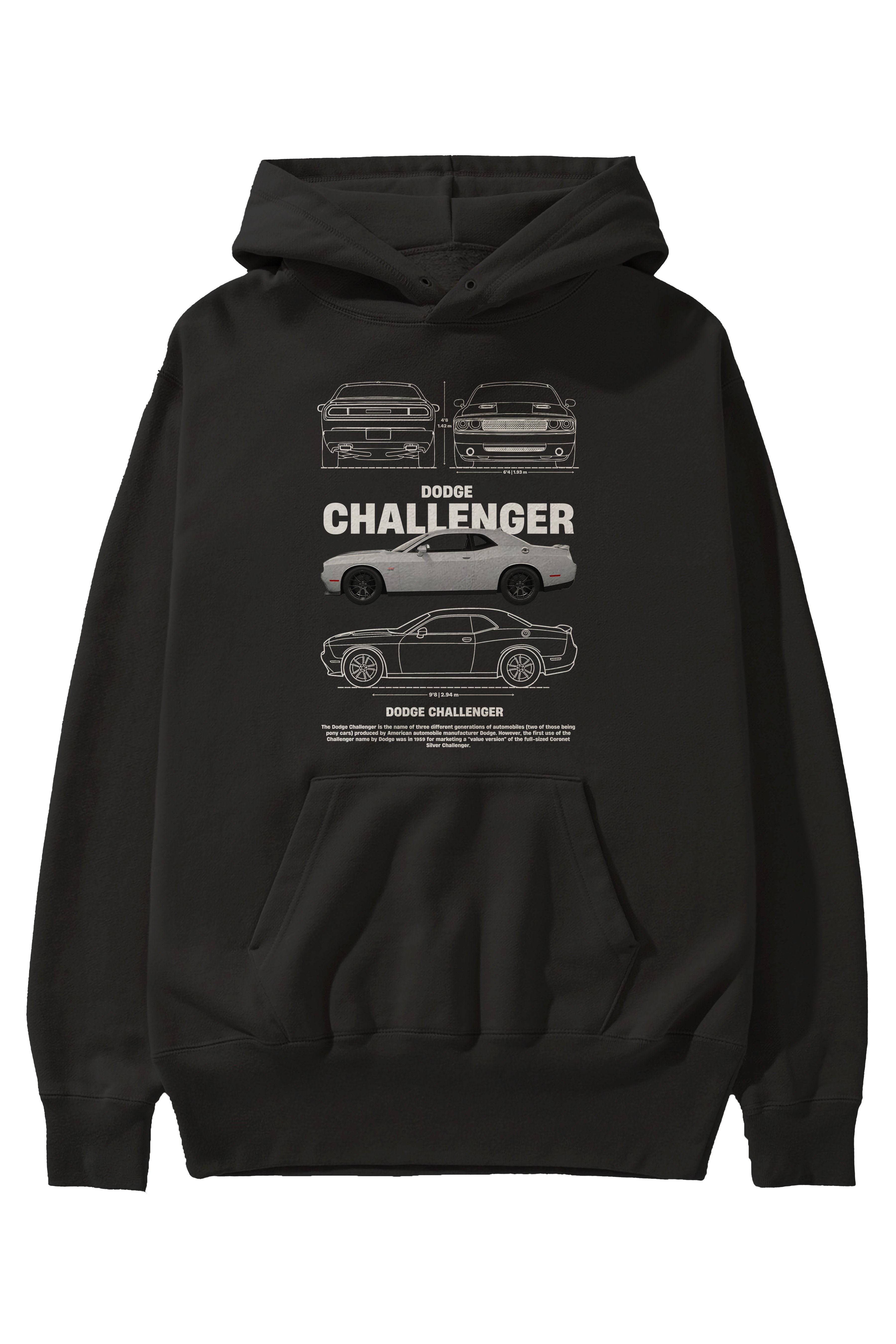 DODGE CHALLENGER Ön Baskılı Hoodie Oversize Kapüşonlu Sweatshirt Erkek Kadın Unisex