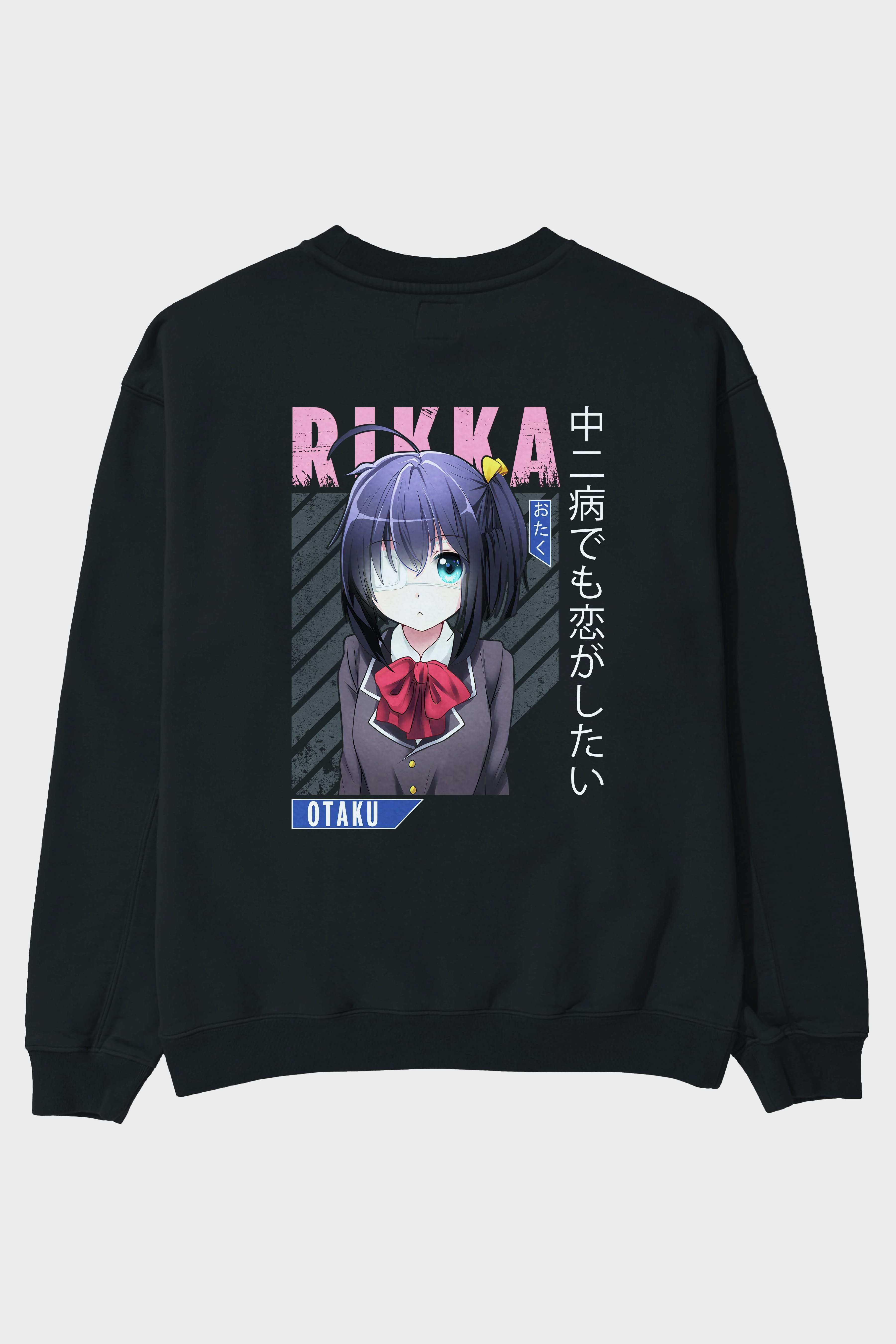Rikka Takanashi 9 Anime Arka Baskılı Oversize Sweatshirt Erkek Kadın Unisex