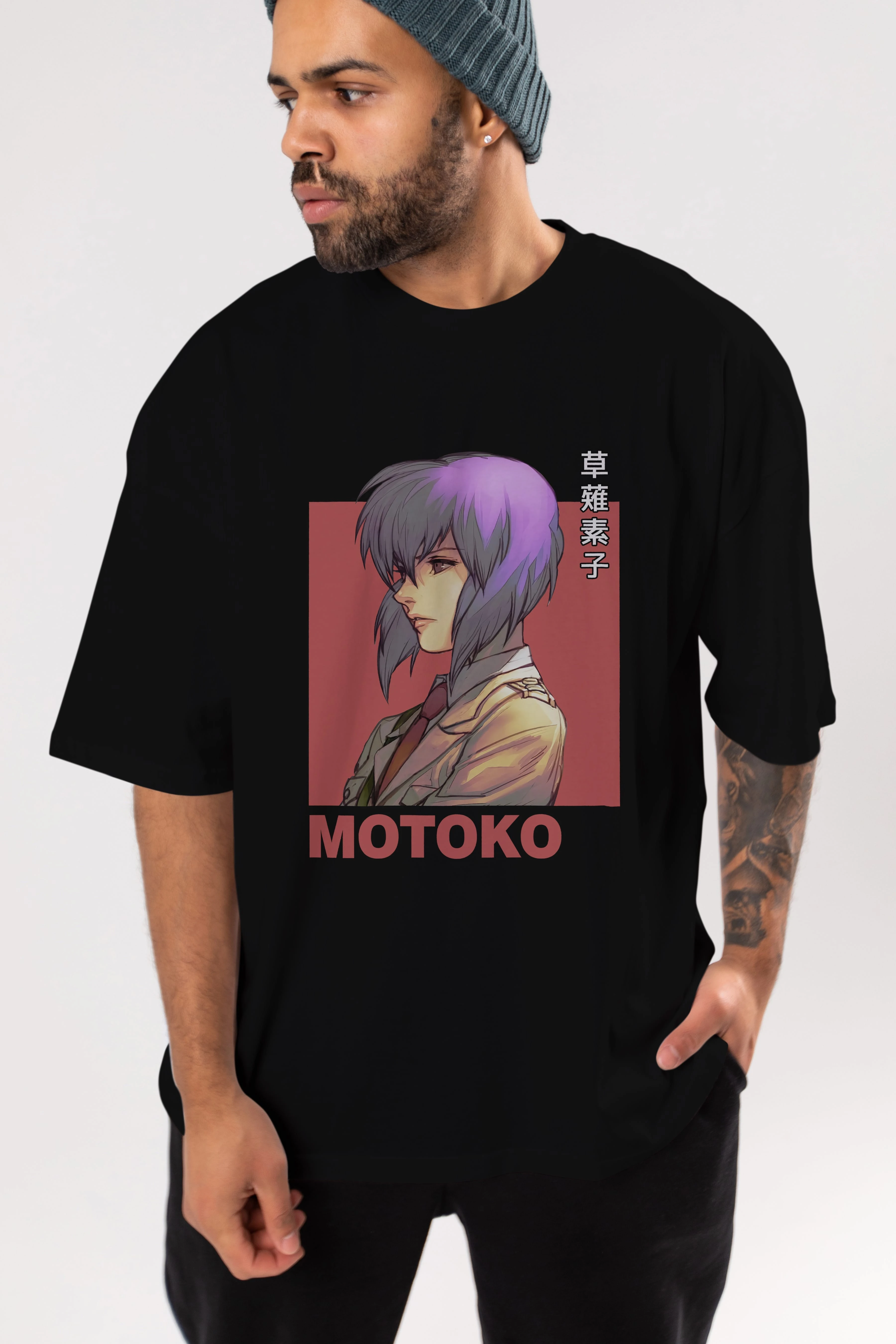 Motoko Kusanagi 12 Anime Ön Baskılı Oversize t-shirt %100 pamuk Erkek Kadın Unisex
