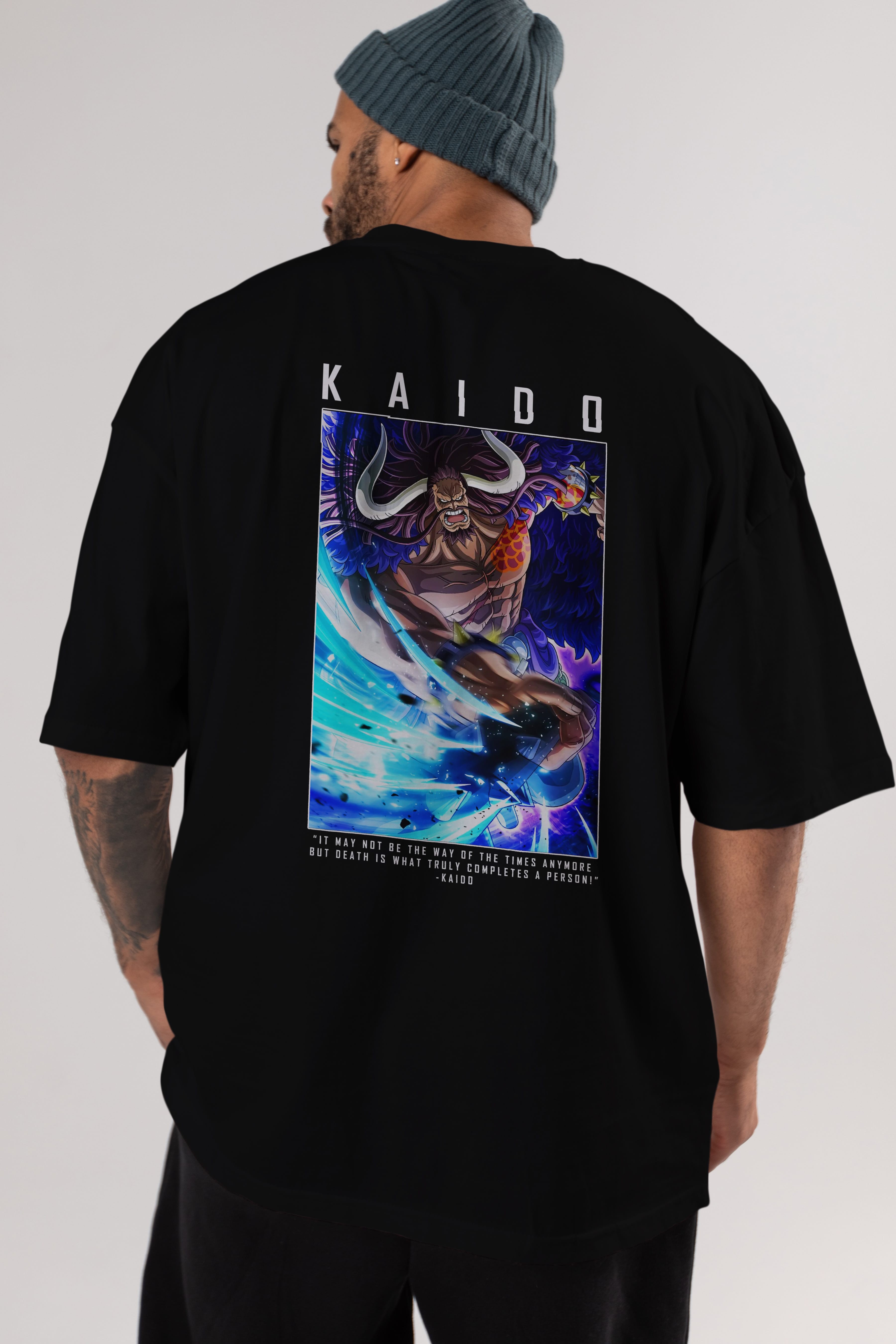 Kaido 2 Anime Arka Baskılı Oversize t-shirt Erkek Kadın Unisex %100 pamuk tişort