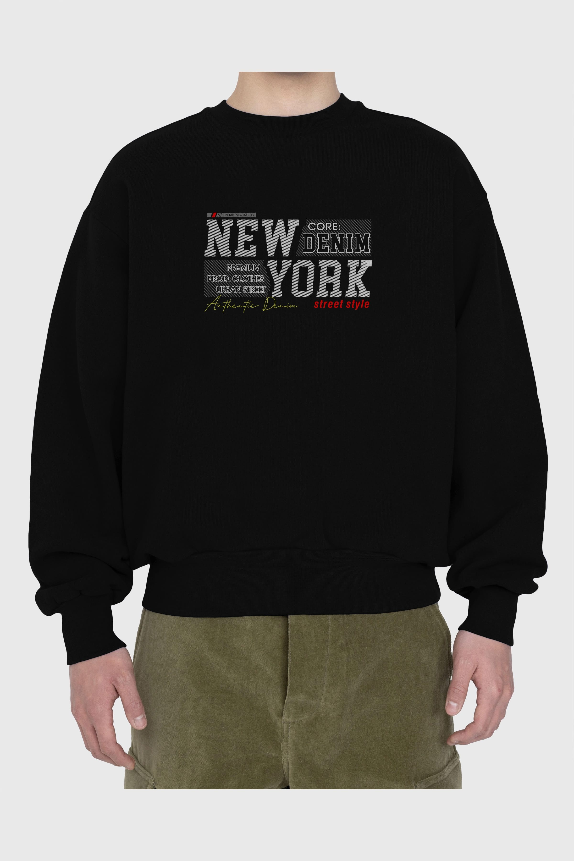 New York Street Ön Baskılı Oversize Sweatshirt Erkek Kadın Unisex