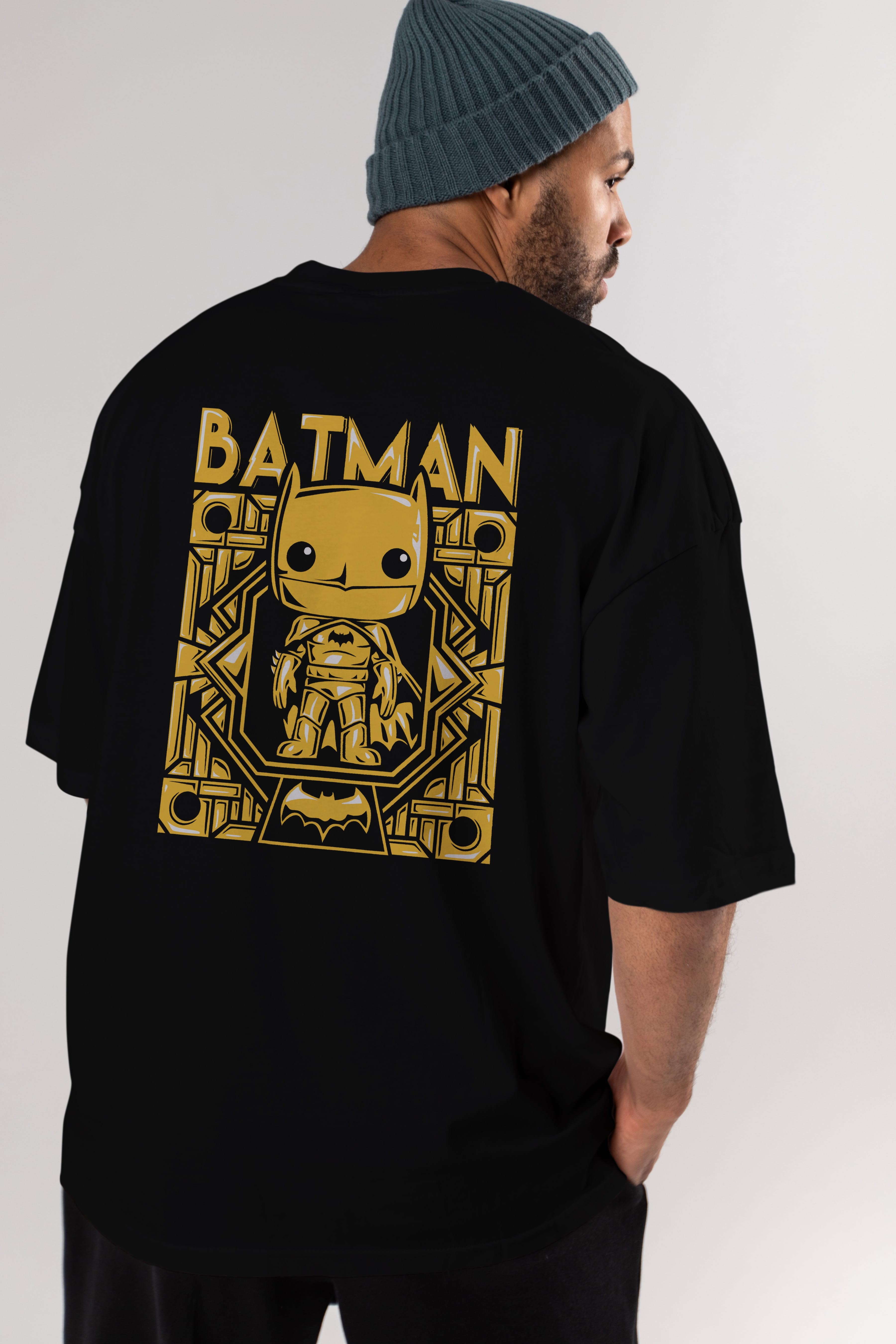 Batman (9) Arka Baskılı Oversize t-shirt Erkek Kadın Unisex %100 Pamuk Bisiklet Yaka tişort