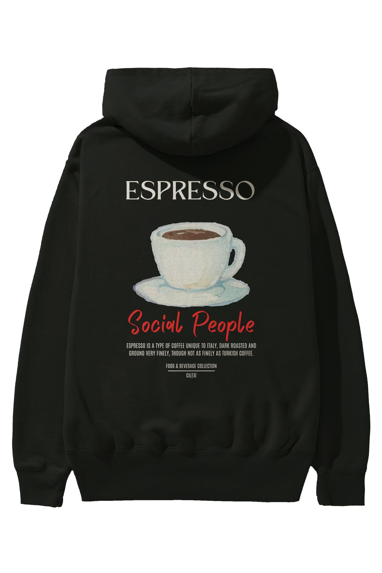 Espresso Kokteyl Arka Baskılı Hoodie Oversize Kapüşonlu Sweatshirt Erkek Kadın