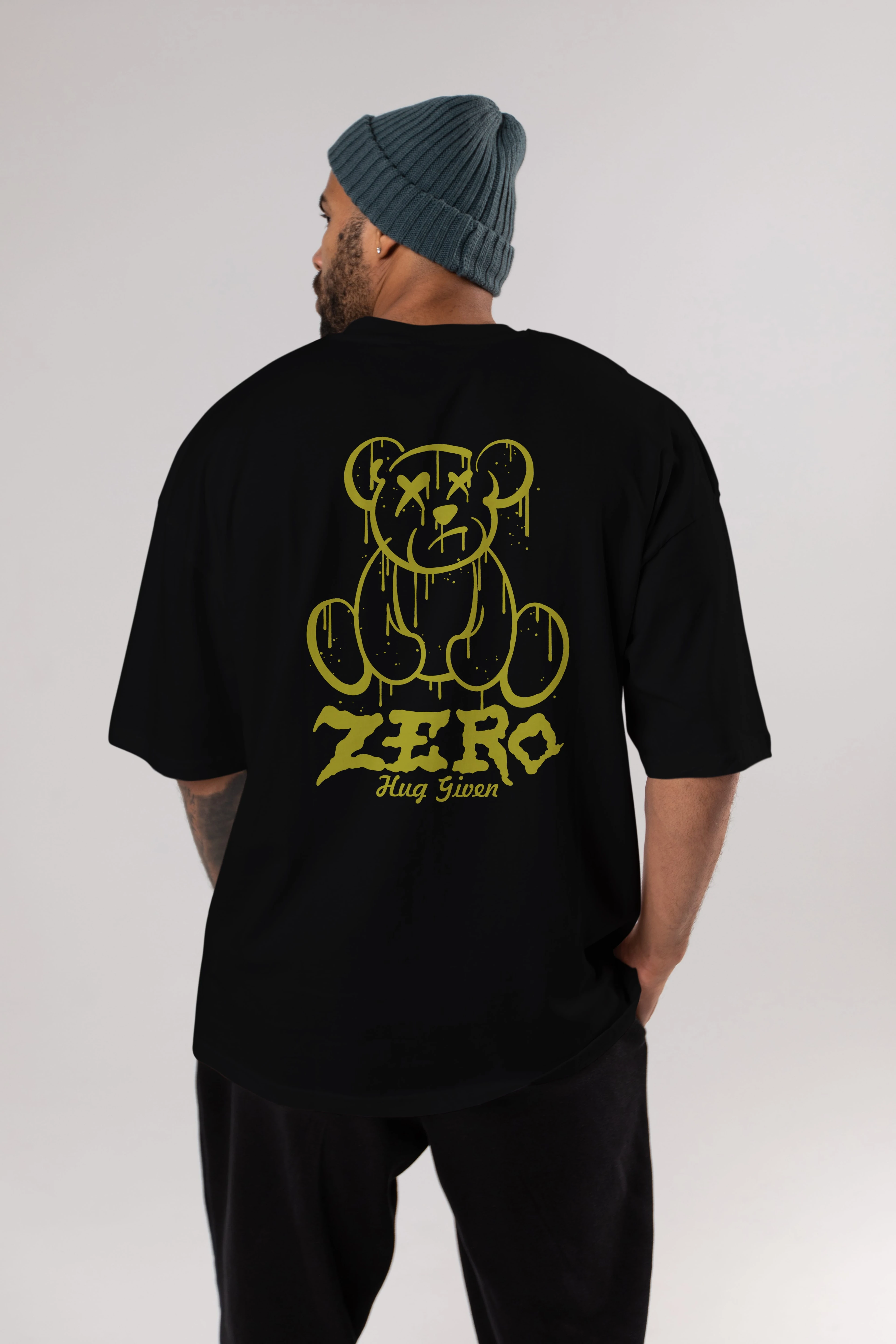 Zero Hug Given Bear Arka Baskılı Oversize t-shirt Erkek Kadın Unisex