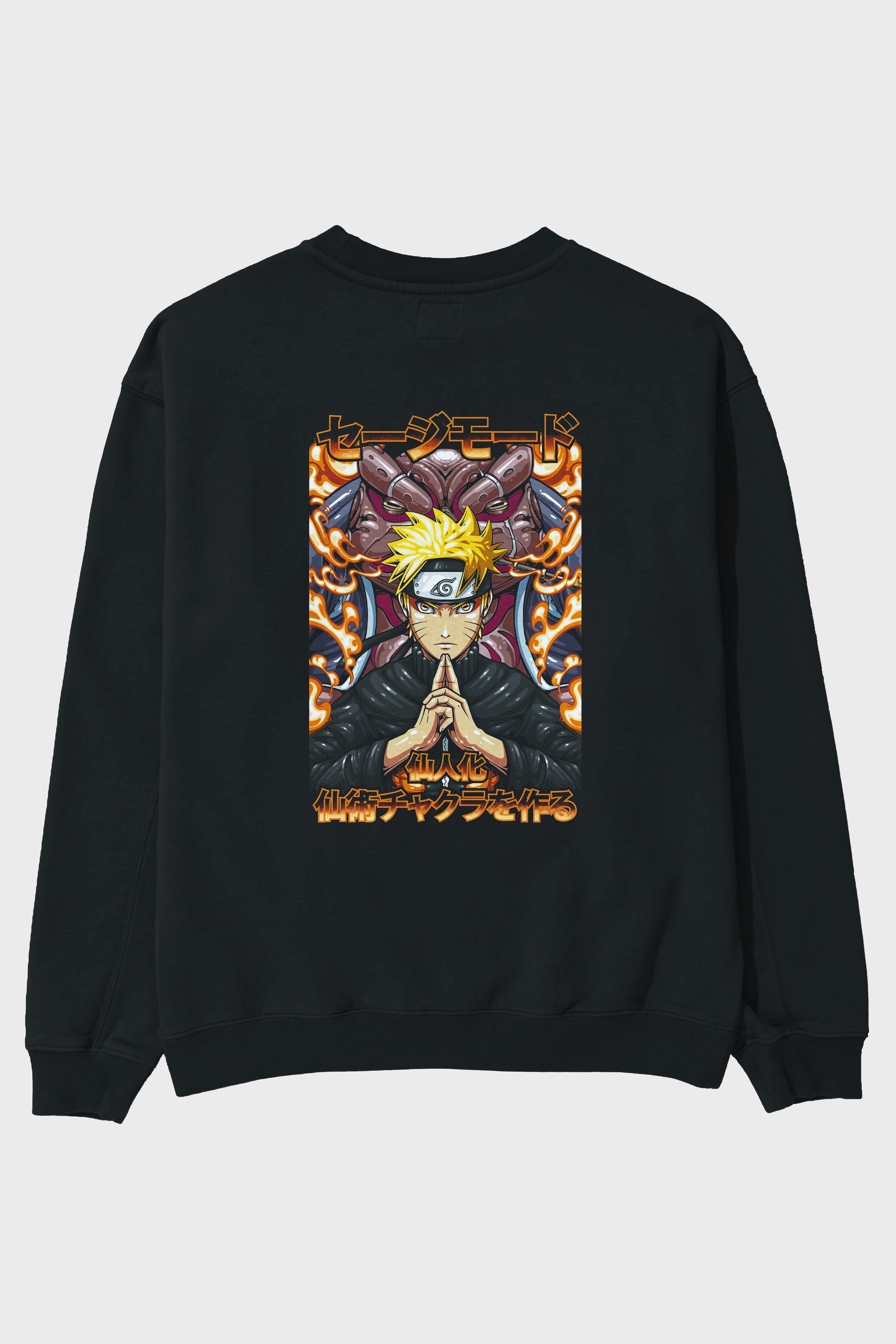NARUTO (10) Anime Arka Baskılı Oversize Sweatshirt Erkek Kadın Unisex