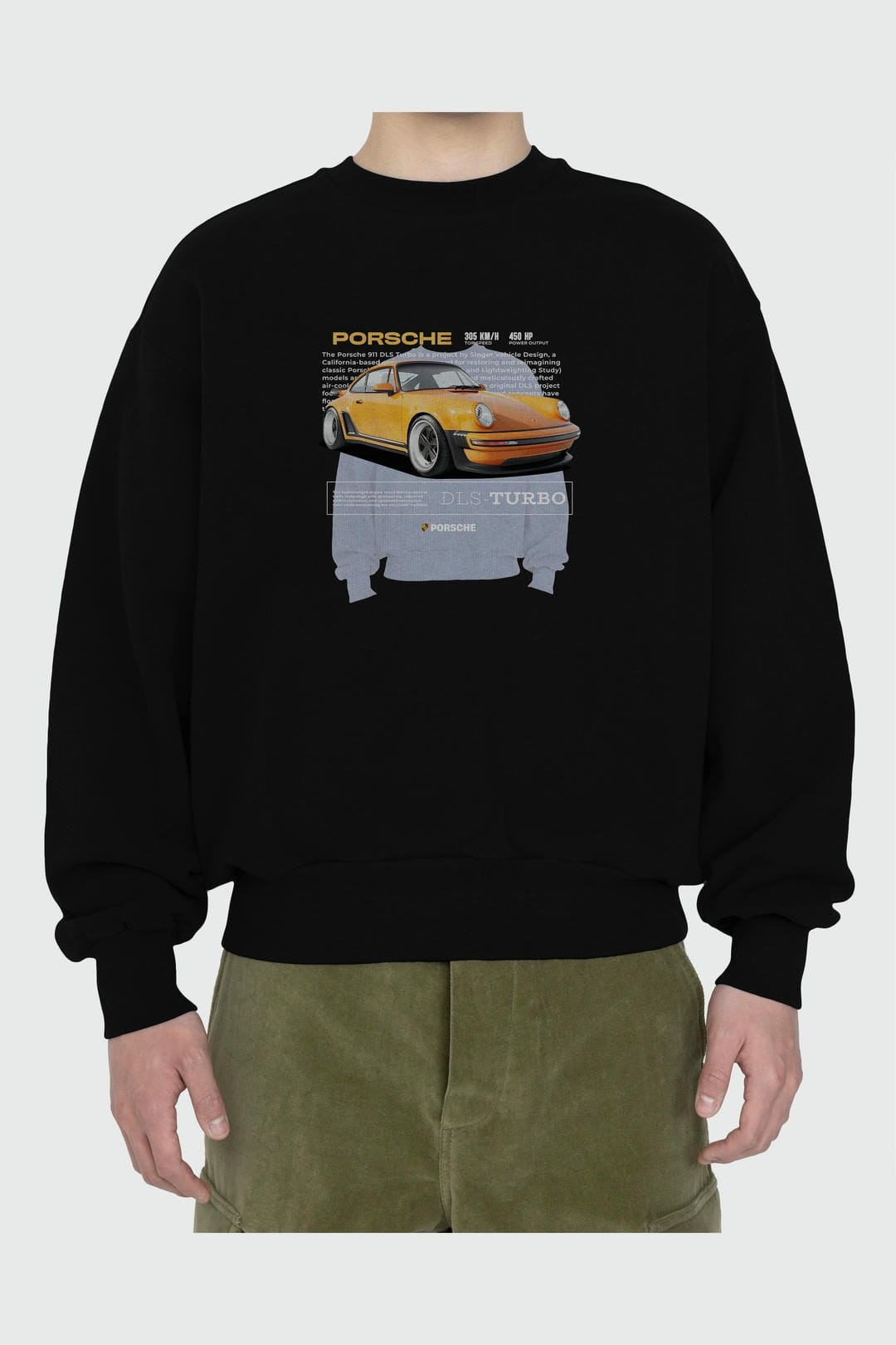 PORSCHE DLS-TURBO Ön Baskılı Anime Oversize Sweatshirt Erkek Kadın Unisex