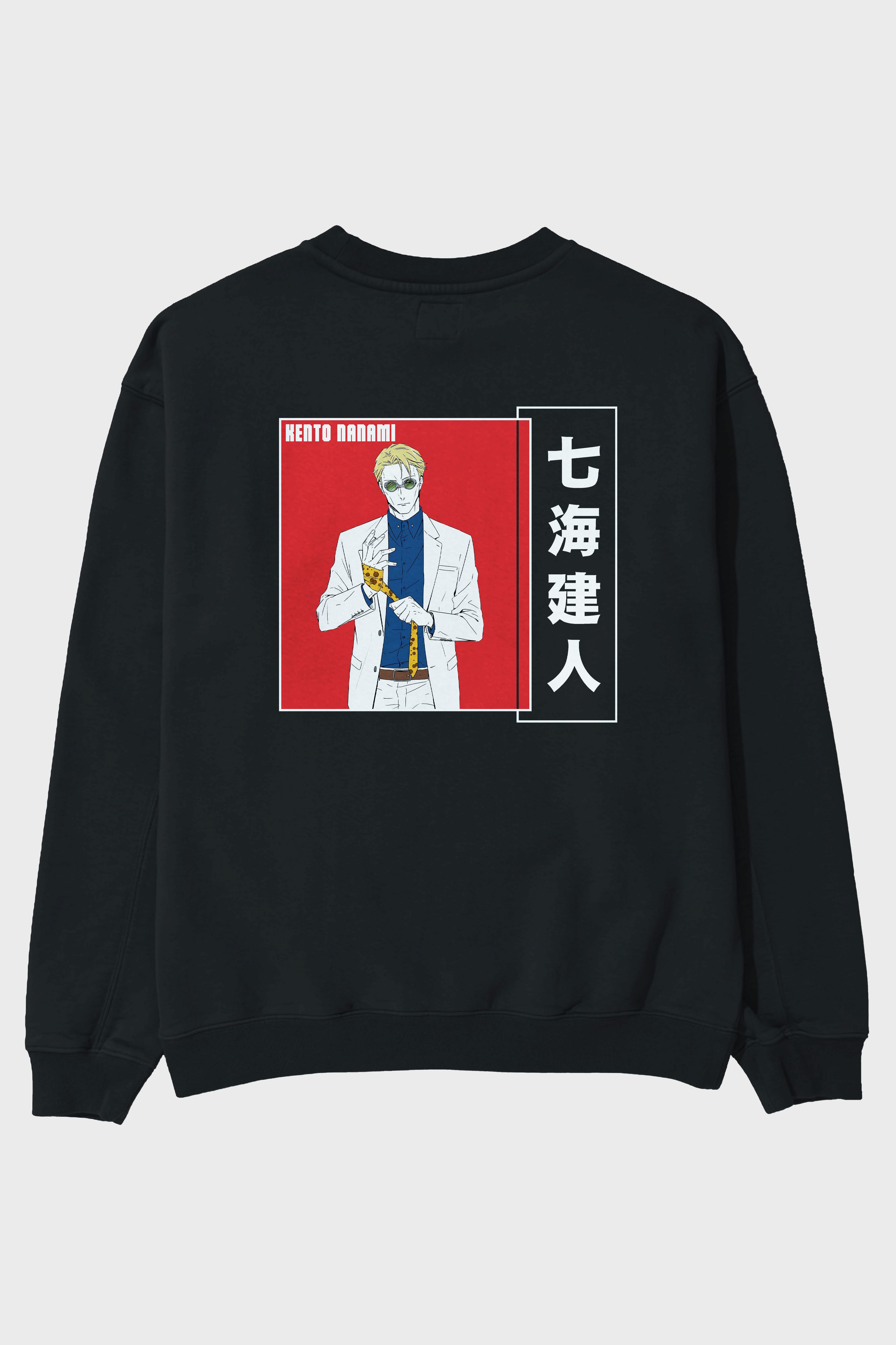 Kento Nanami 1 Anime Arka Baskılı Oversize Sweatshirt Erkek Kadın Unisex