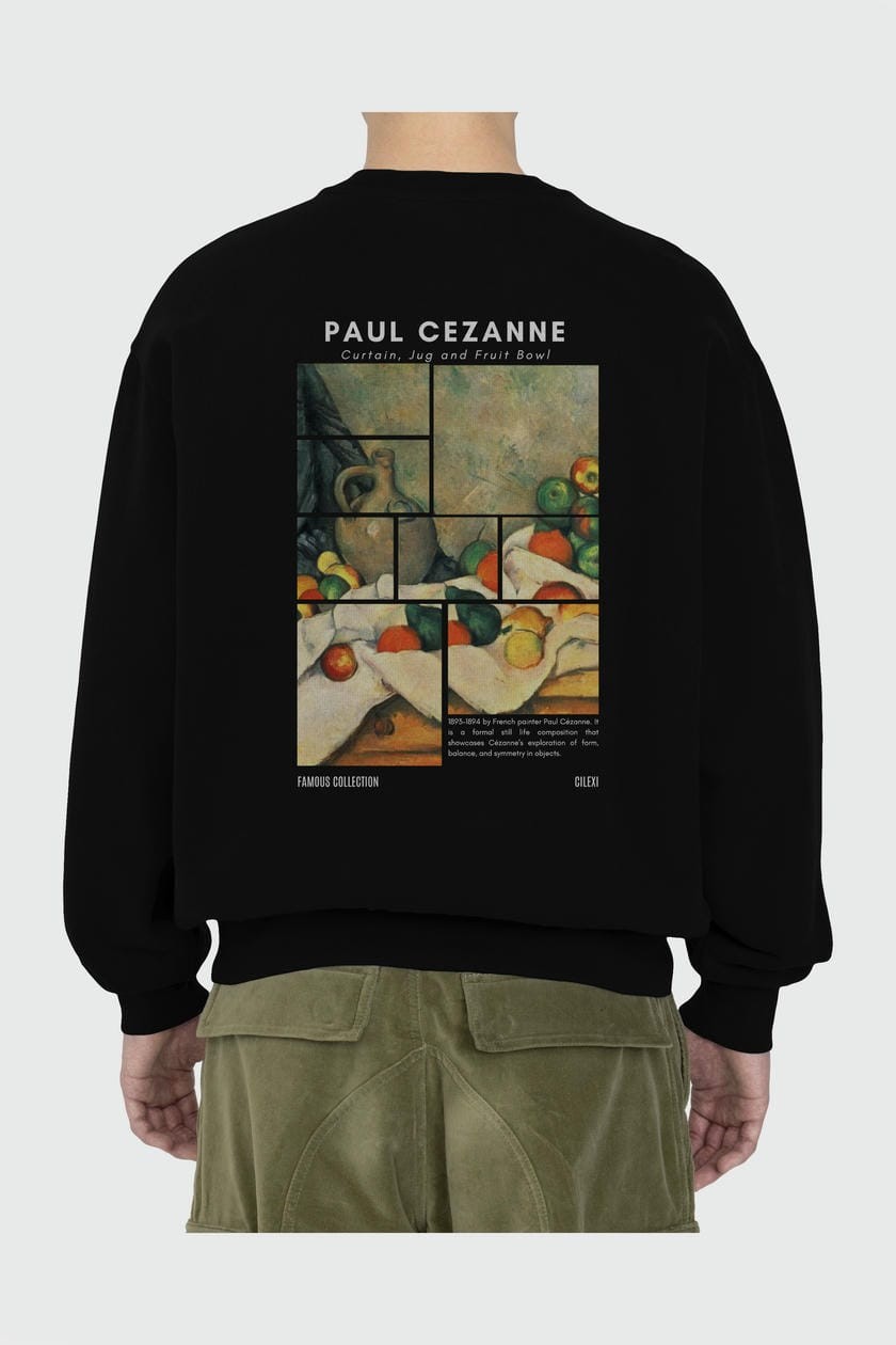 Paul Cezanne Curtain Arka Baskılı Oversize Sweatshirt Erkek Kadın Unisex