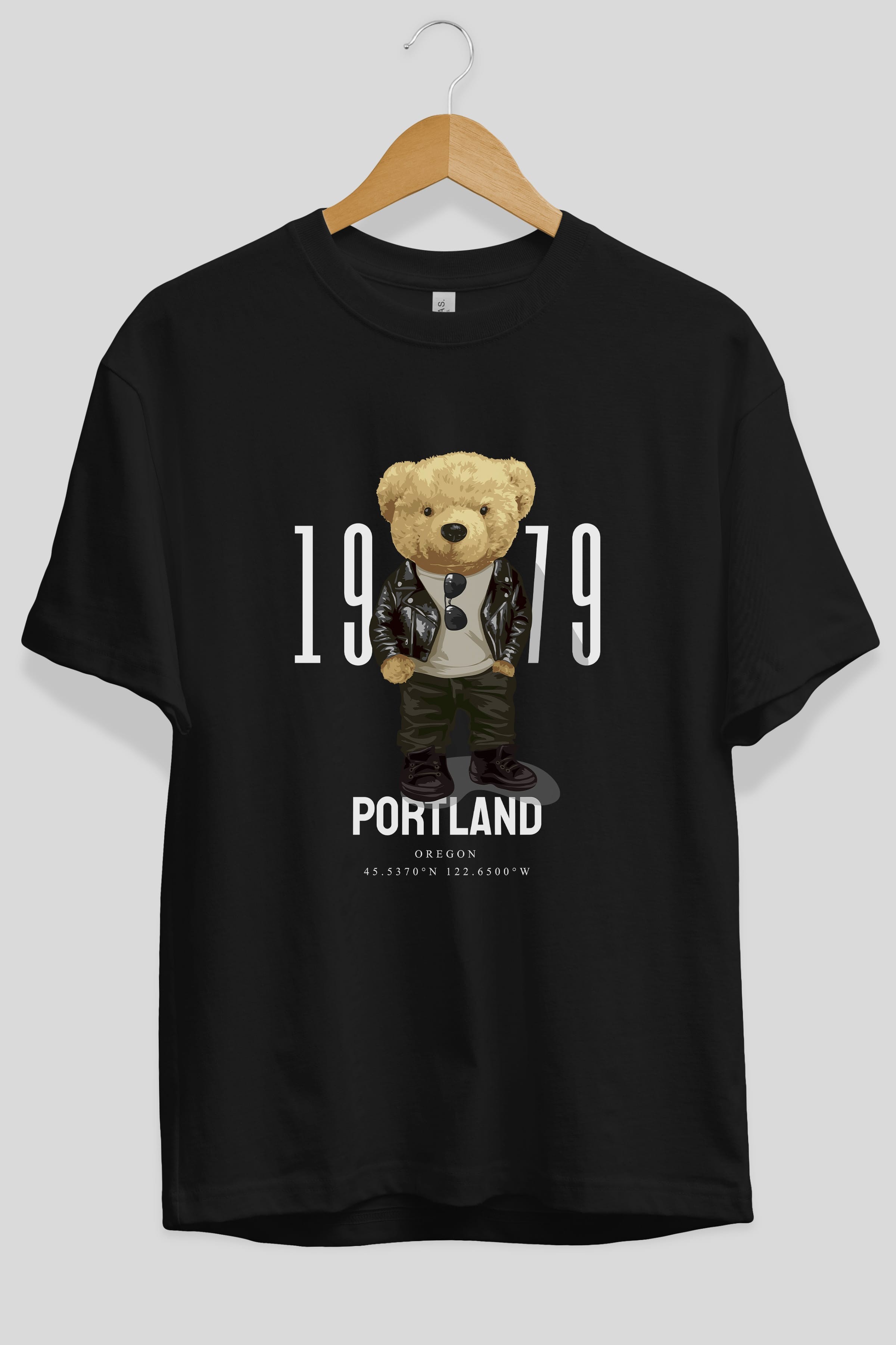 Teddy Bear Portland Ön Baskılı Oversize t-shirt Erkek Kadın Unisex %100 Pamuk